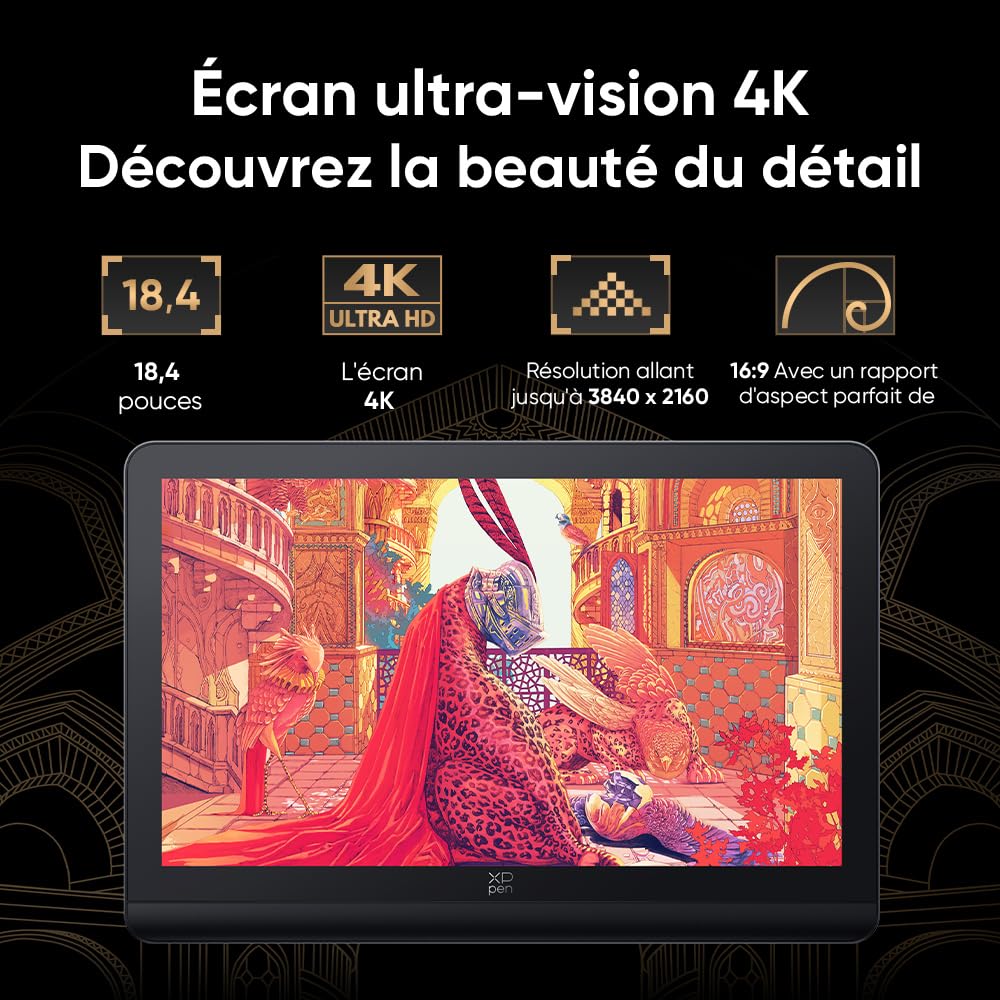 XPPen Artist Pro 19 (Gen 2) Tablette Dessin Graphique avec Écran 4K, Deux Stylet x3 Pro, ACK05 Mini Clavier Fourni, Compatible avec Windows macOS Android Chrome OS Linux