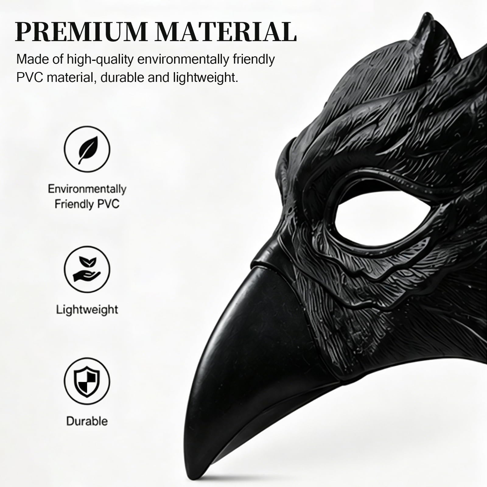 Maska orła, czarna maska w kształcie ptaka materiał PU | Maski weneckie, półtwarzowe maski na bal maskowy, Halloween, Cosplay i karnawał(czarny)