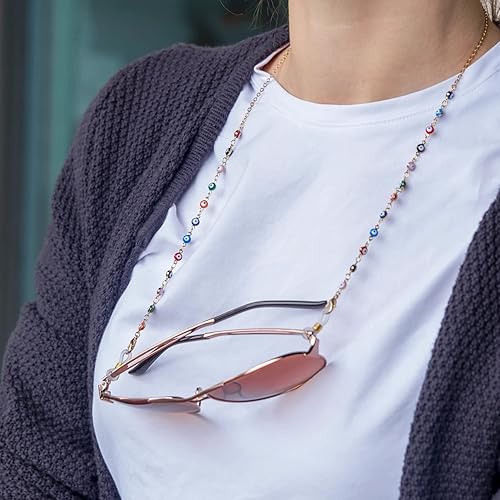 Miniatura 7 de JURYLOO Cadena para anteojos para mujeres y hombres, con cuentas para el cuello, correa para gafas, soporte para gafas, cordón