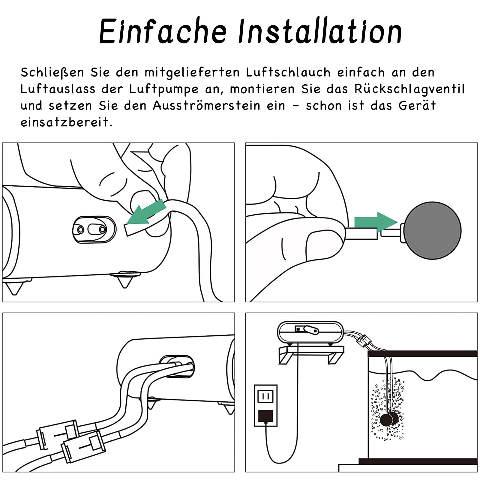 Wiederaufladbare Aquarium Luftpumpe,2600mAh Batterie Sehr Leise Sauerstoffpumpe,Multifunktionale Aquariumpumpe mit komplett Zubehör für Angeln im Freien/Aquarium/Stromausfall (Doppel Auslass)
