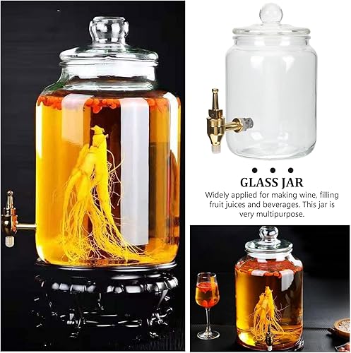 Miniatura 9 de Happyyami Botella de vino de vidrio, jarra de masón, dispensador de bebidas de vidrio, nevera, cubo de agua fría, cafetera helada, dispensador de