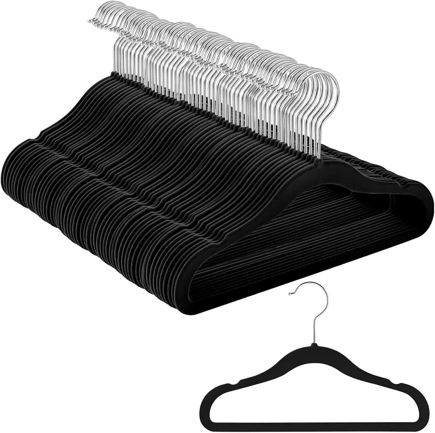 100 Pack Baby Kids Velvet Hangers Black Anti-Slip Space Saving Lightweight for Coats, Jackets,Suits(Black)