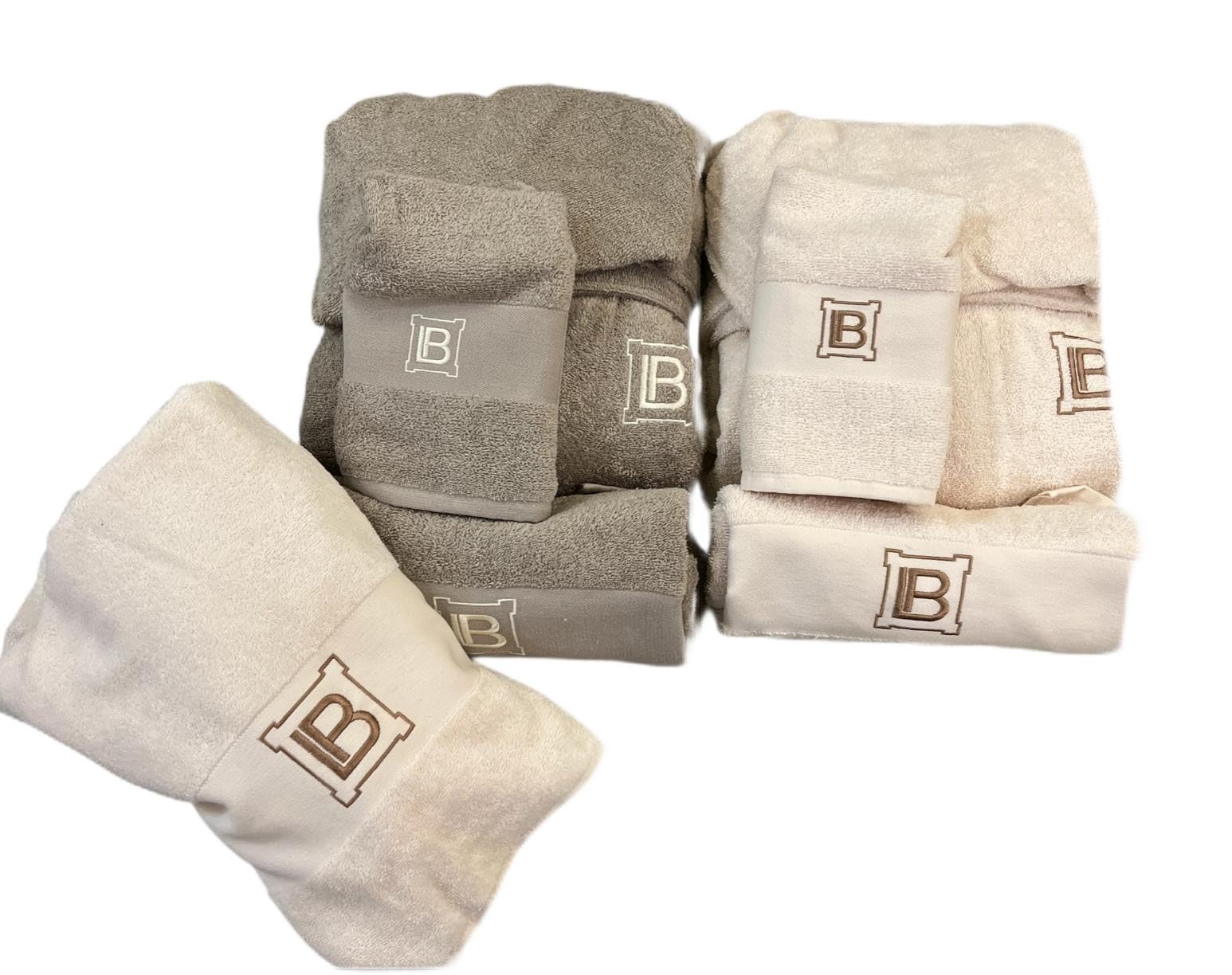 Laura Biagiotti Set Bagno 7 Pezzi con Cappuccio, 2 Accappatoi S/M e L/XL, 2 Asciugamani 60x100 cm, 2 Ospiti 40x60 cm, 1 Telo 90x140 cm