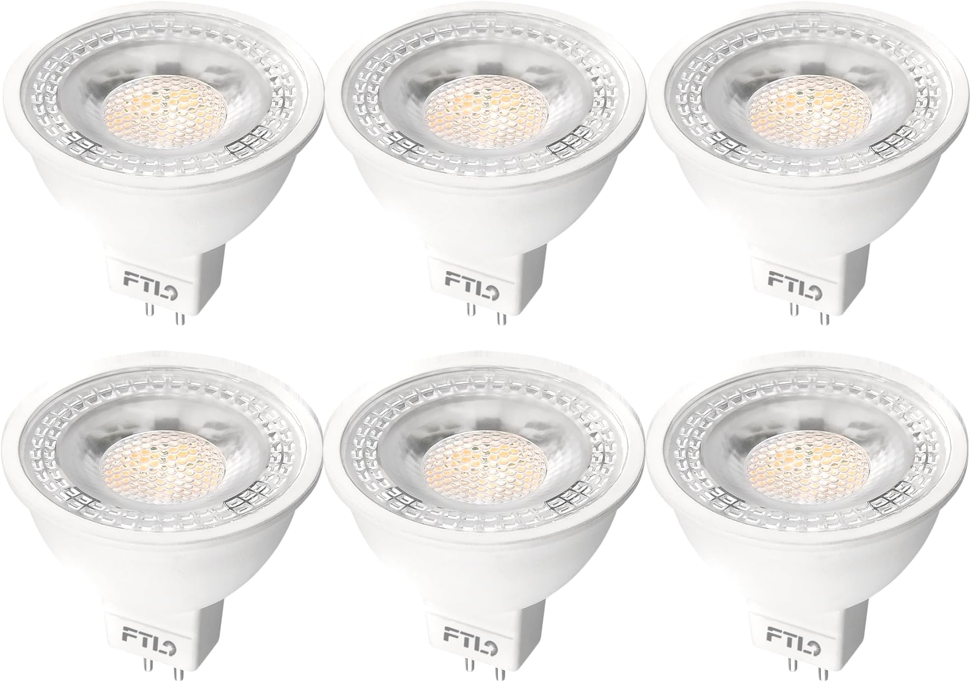 FTL MR16 LED Bulb 12V 50W Equivalent Halogen Replacement GU5.3 Pin Base 5W 5000K Daylight Non-Dimmable for Landscape and Track Lights,6-Pack