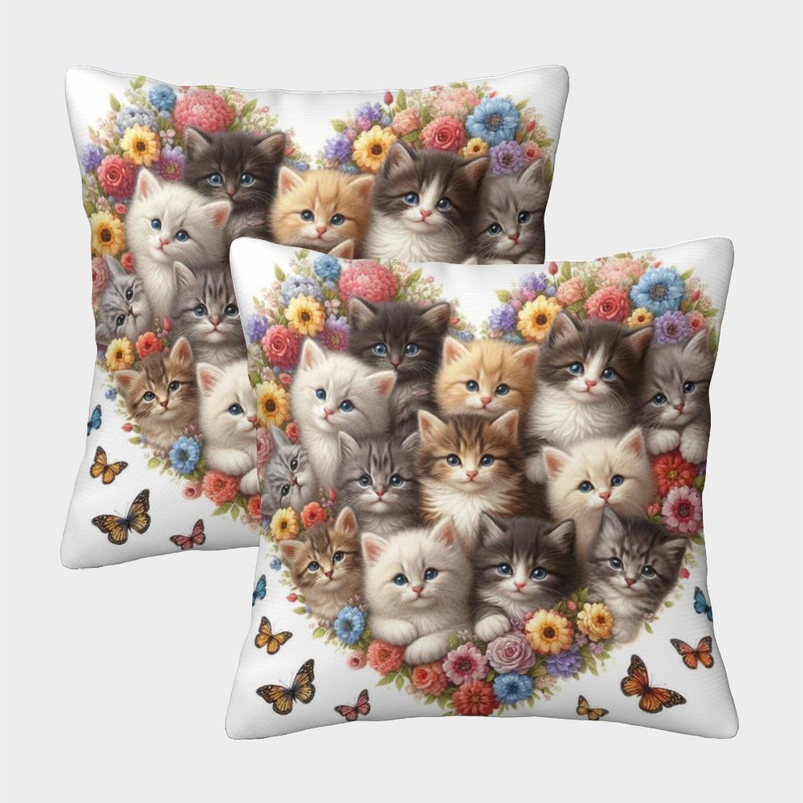 Phqazwsxe Style-7 Cat Pillow Cases Set Of 2 Cozy Pillowcase Animal Cushion Cover With Invisible Zipper Decorative Sofa For Living Room Bedroom 40X40cm