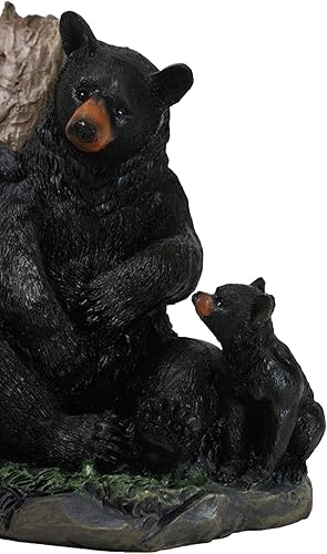Miniatura 6 de Ebros Gift Figura rústica de oso negro, madre y sus cachorros en el bosque, 6 pulgadas de alto, diseño de oso de la naturaleza, cabaña familiar,