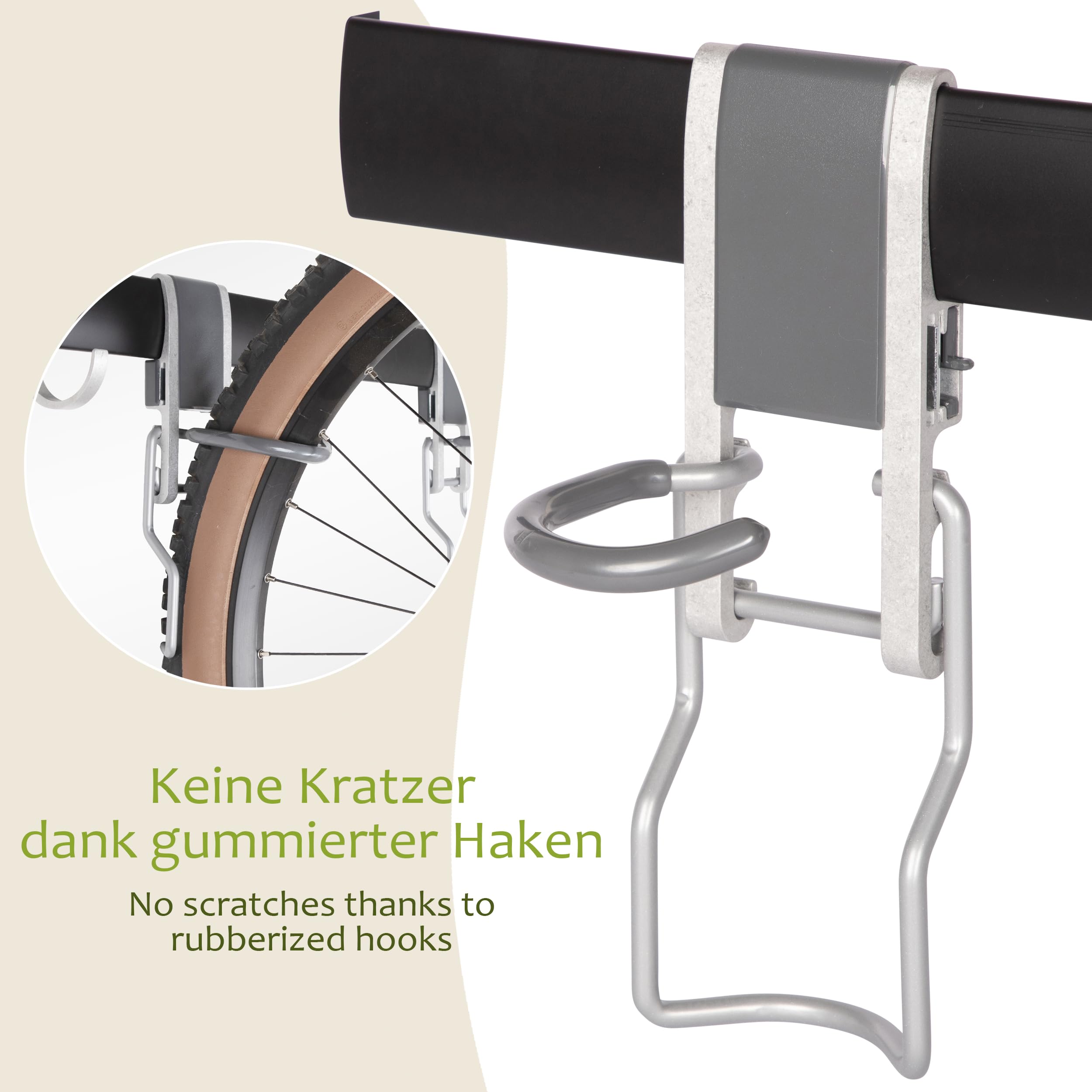 ONVAYA® Fahrrad-Wandhalterung 2er Set ǀ vertikale Halterung für bis zu vier Fahrräder ǀ mit Klick-System ǀ Haken für Helm und weiteres Zubehör ǀ Rennrad-Wandhalterung
