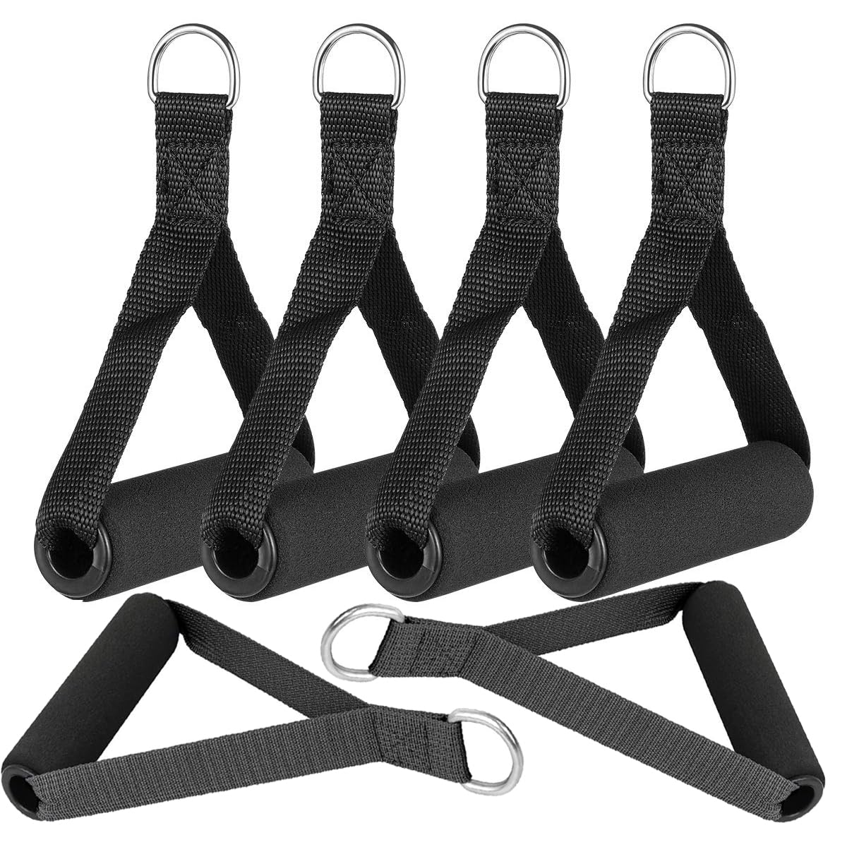 6 Pieces Exercise Handles Cable Machine Attachments Resistance Bands Handles Grips Fitness Strap Stirrup Handle Cable Attachment for Yoga Exercise Workout Gym Resistance Training