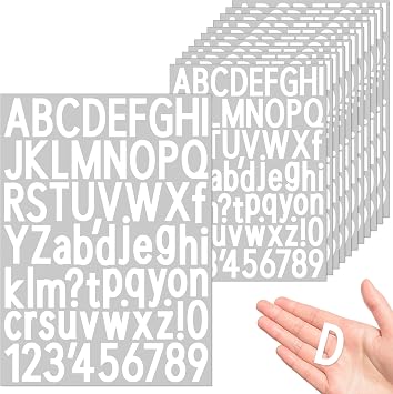 White Vinyl Letter Stickers 1.5 Inch 1360Pcs Alphabet Stickers | 20 Sheets, Water-resistant Sticker Letters and Numbers for Mailbox Water Bottles Classroom Decor Car Decals Boat