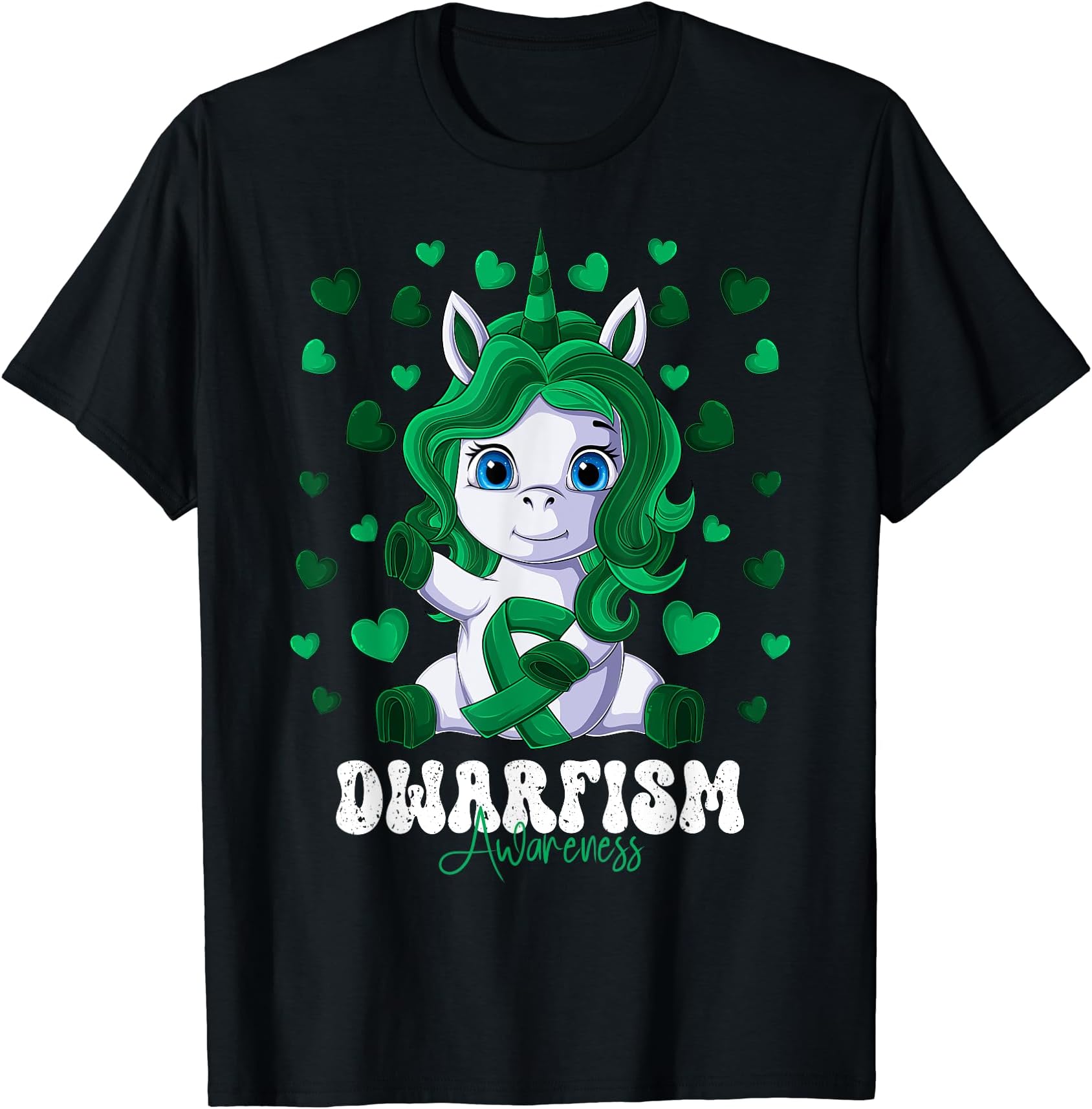 Dwarfism AwarenessMonth Green Ribbon Unicorn T-Shirt