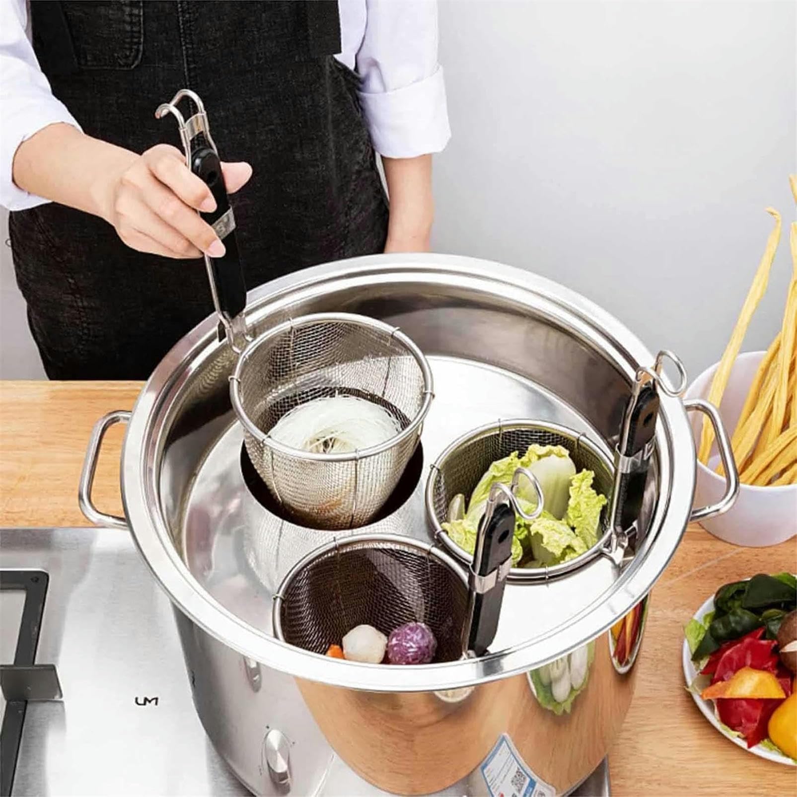 Nudeltopf, Nudelkocher-Einsatz, Kochgeschirr, Nudelkochtopf aus Edelstahl mit 3/4/5 Löchern, Siebkorbeinsatz für Zuhause, Küche, Restaurant, Kochwerkzeug, 3 Löcher (5 Löcher)