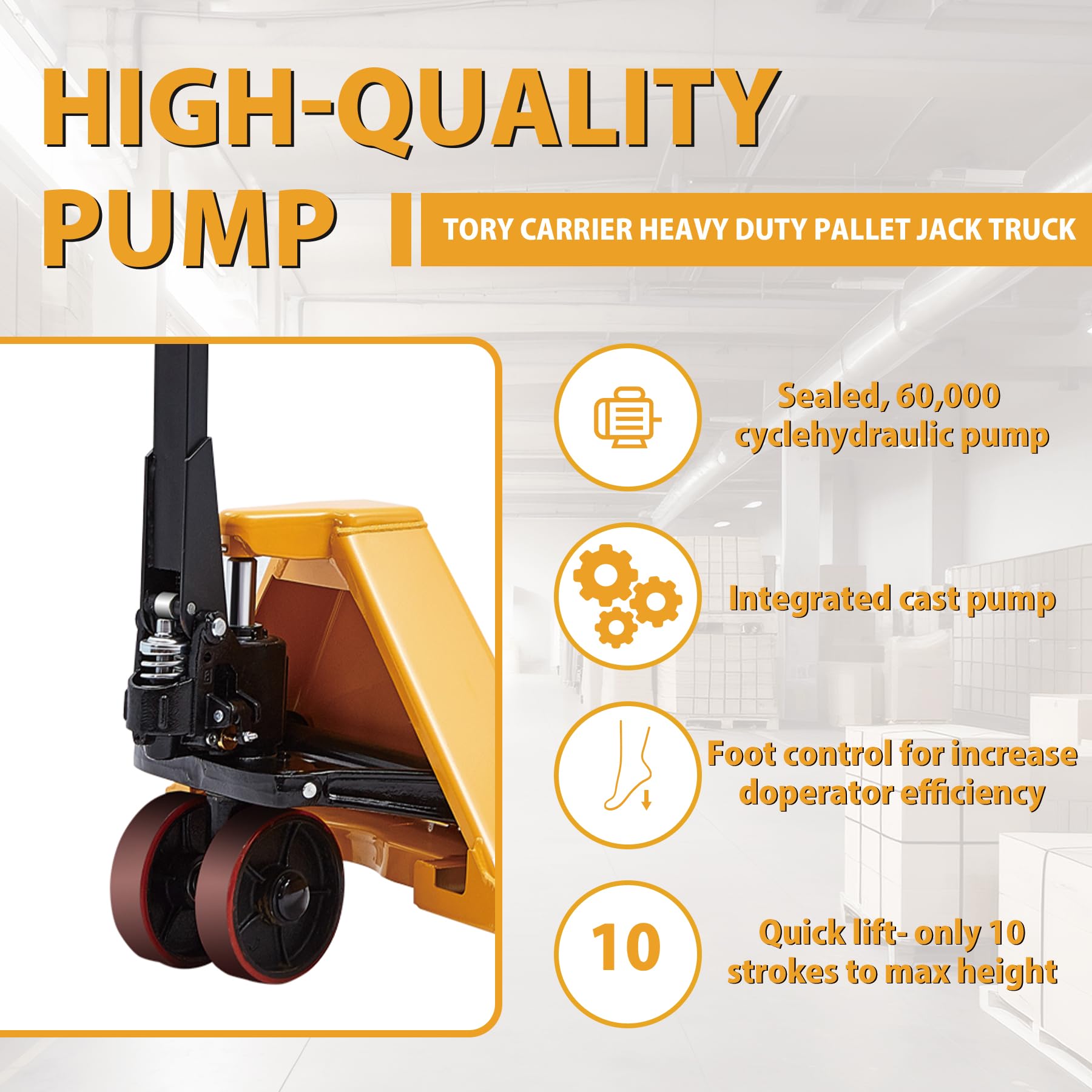 Tory Carrier Heavy Duty Pallet Jack Truck 7700lbs Capacity 48