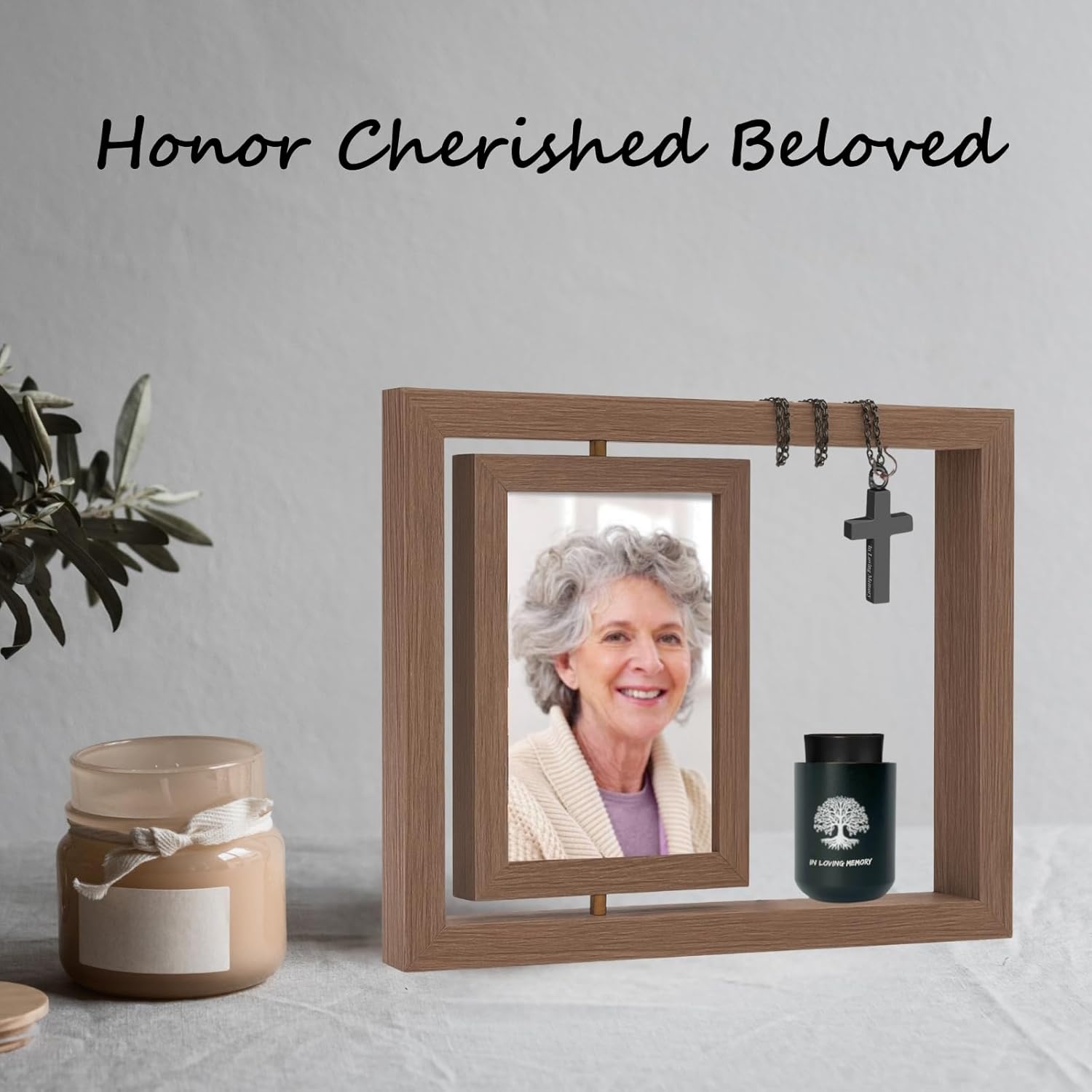 Small Urns for Human Ashes Keepsake with 6X4 Rotating Desk Picture Frame & Urn Necklaces for Ashes for Women, Memorial Keepsake Urn for Human Ashes, Mini Urns for Human Ashes Keepsakes - Image 5