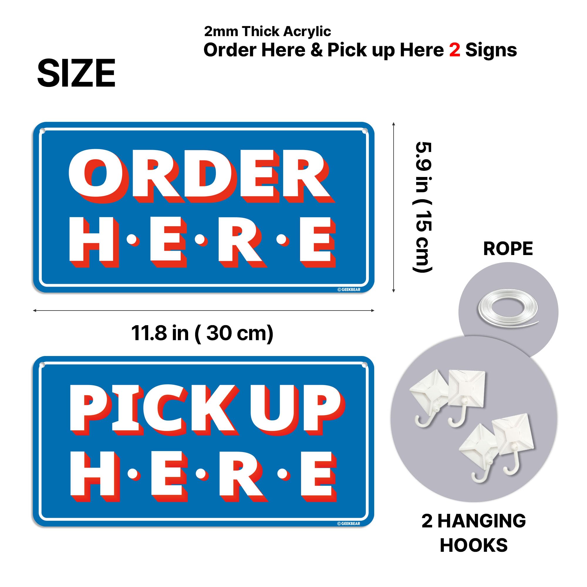 Amazon | GEEKBEAR Order Here and Pick Up Here Signs (Blue) -ご注文 
