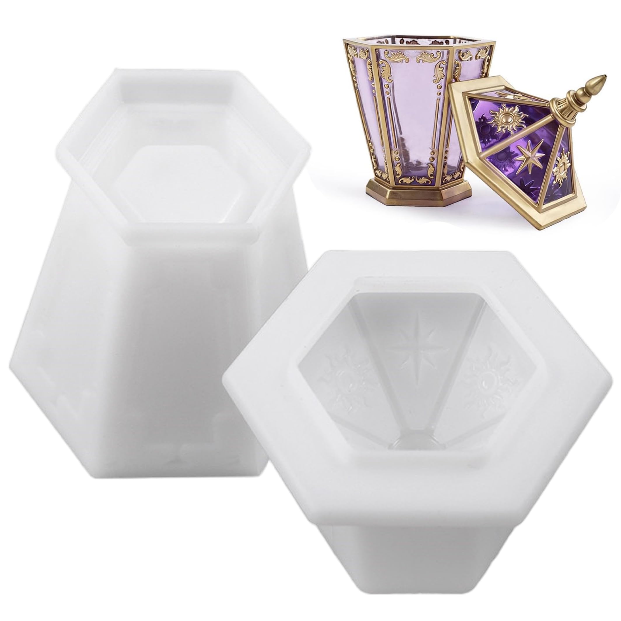 Moldes de resina epoxi para cajas de almacenamiento hexagonales con tapa de cristal