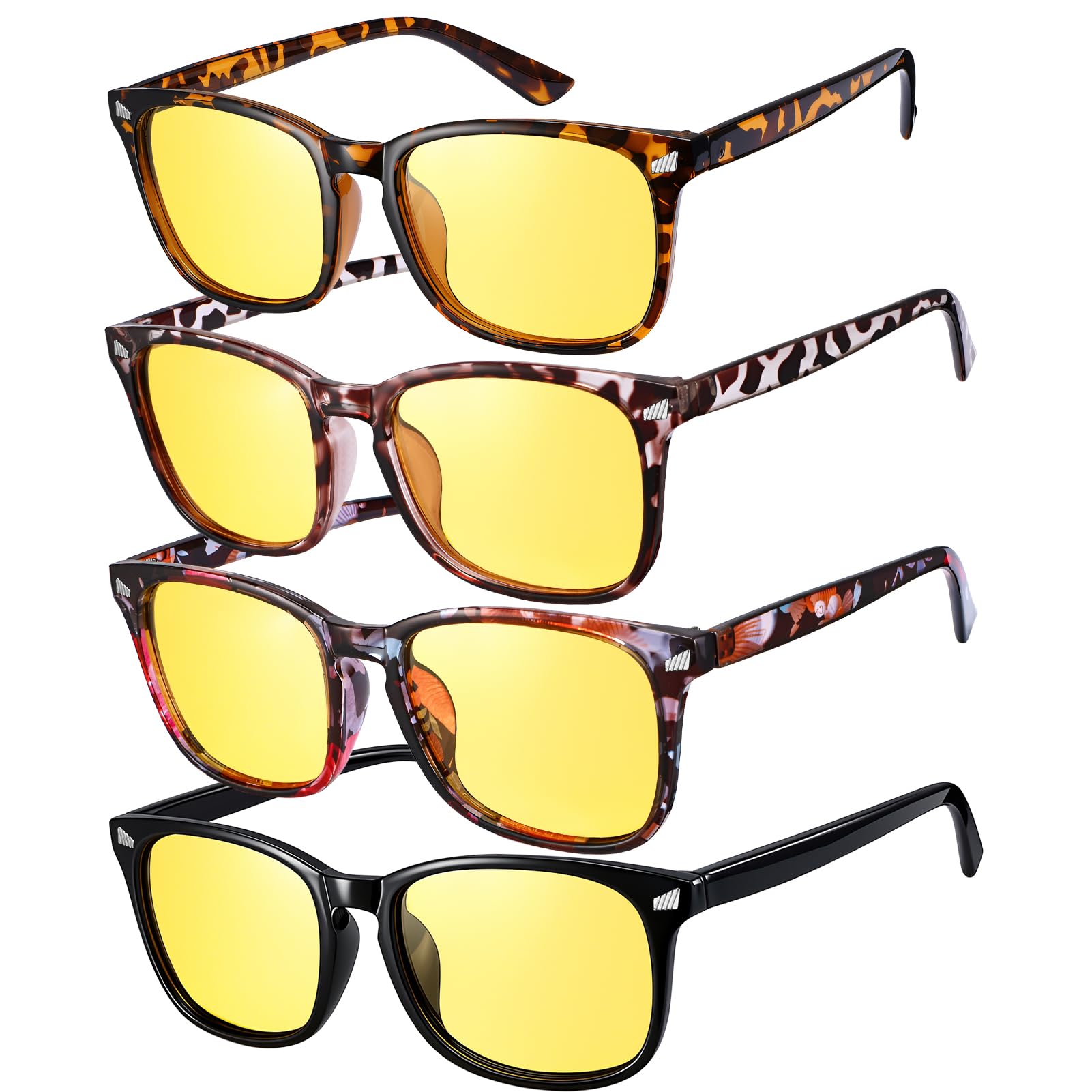 Nachtfahrbrille für Damen und Herren, blendfrei, polarisiert, gelbe Gläser, Nachtsichtbrille für Nacht, Regen, Nebel