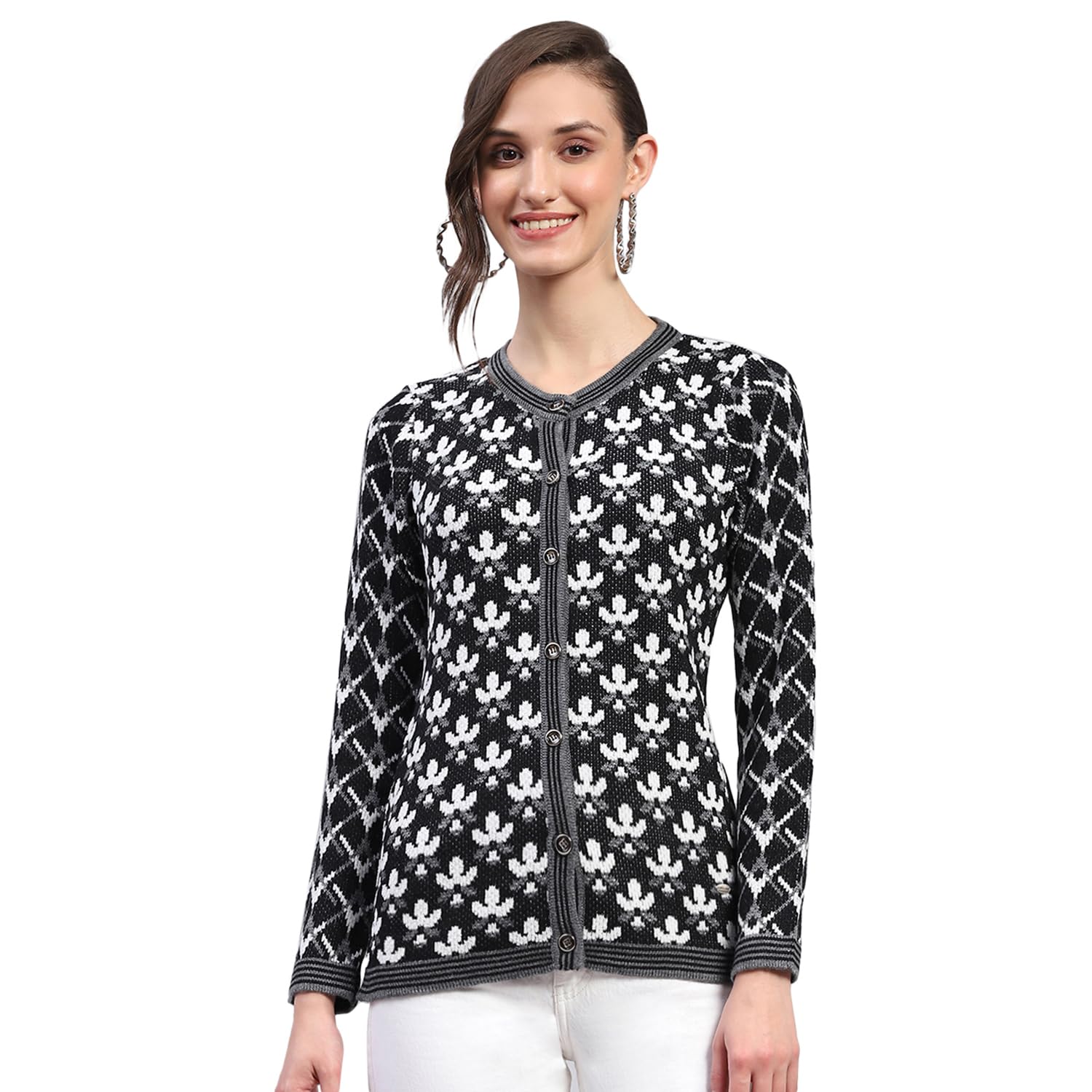 monte carlo Womens Self Design Round Neck Full Sleeve Cardigan (1243619RN)-picture-27