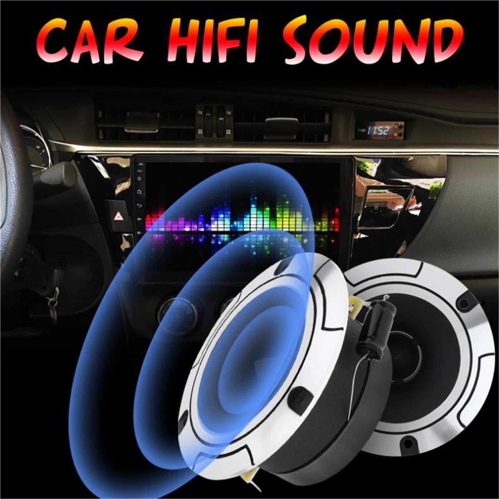 Tweeters para Coche 2 tweeters de Bala de Aluminio de 4 Pulgadas, 150 W, 6 ohmios, con Condensador para estéreo de vehículo, Modificado. Altavoces de Coche