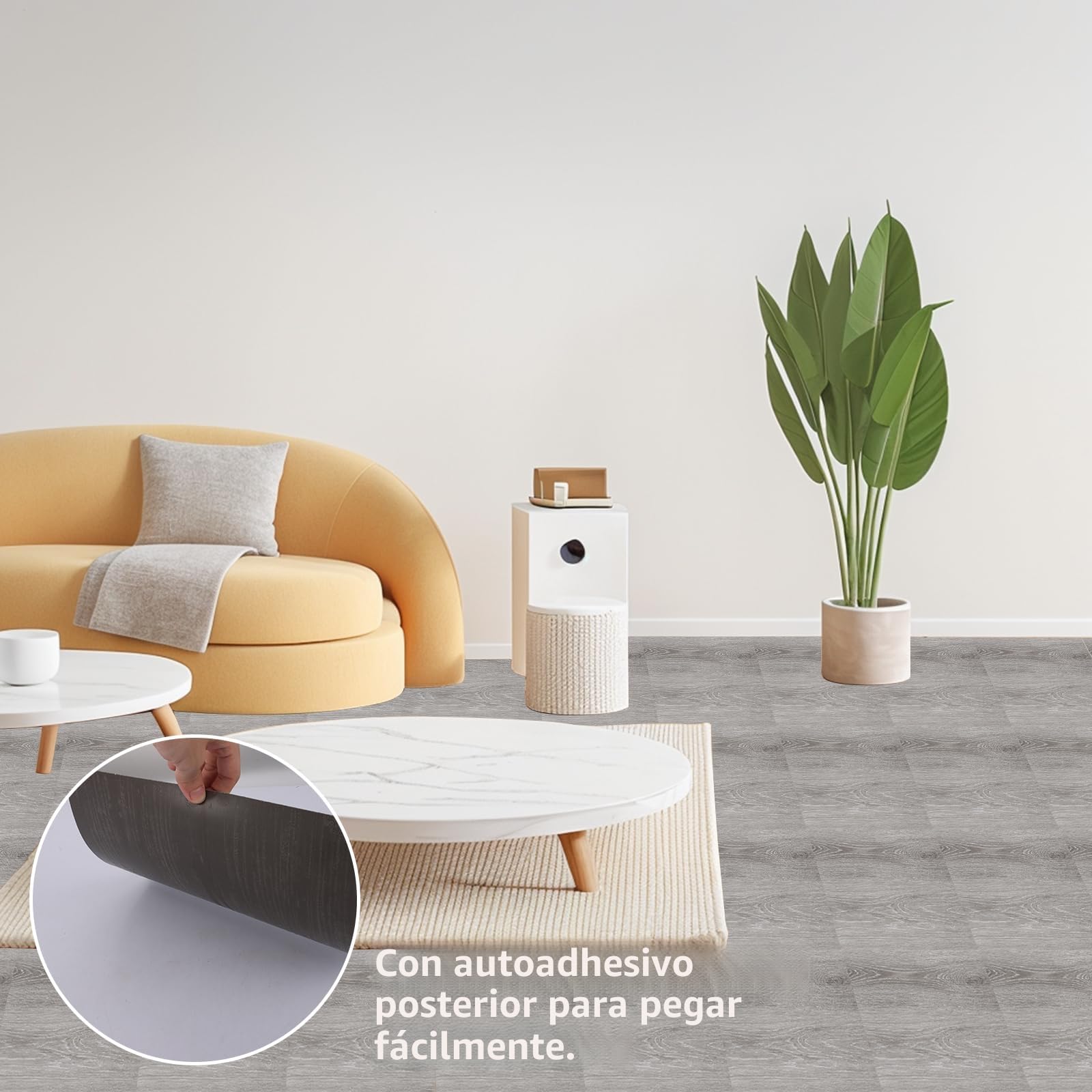 CYEER 40 unidades de suelo de PVC autoadhesivo, suelo de vinilo autoadhesivo, gris, 30 x 30 cm, vinilo con aspecto de madera, pegatinas para el suelo de cocina, salón, baño (grano de madera gris)