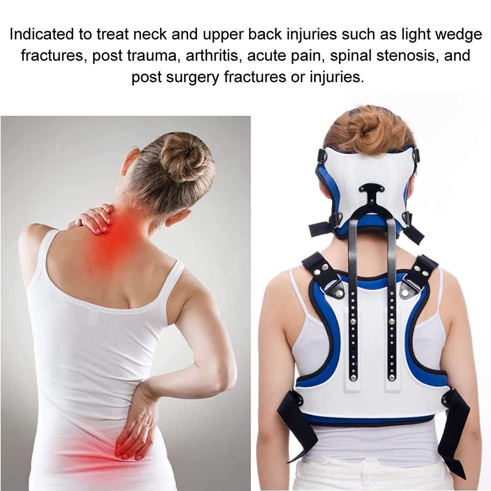 Regulowany pas piersiowo-szyjny, orteza kręgosłupa lędźwiowego, orteza stabilizująca szyję i klatkę piersiową, na złamania kompresyjne i osteoporozę