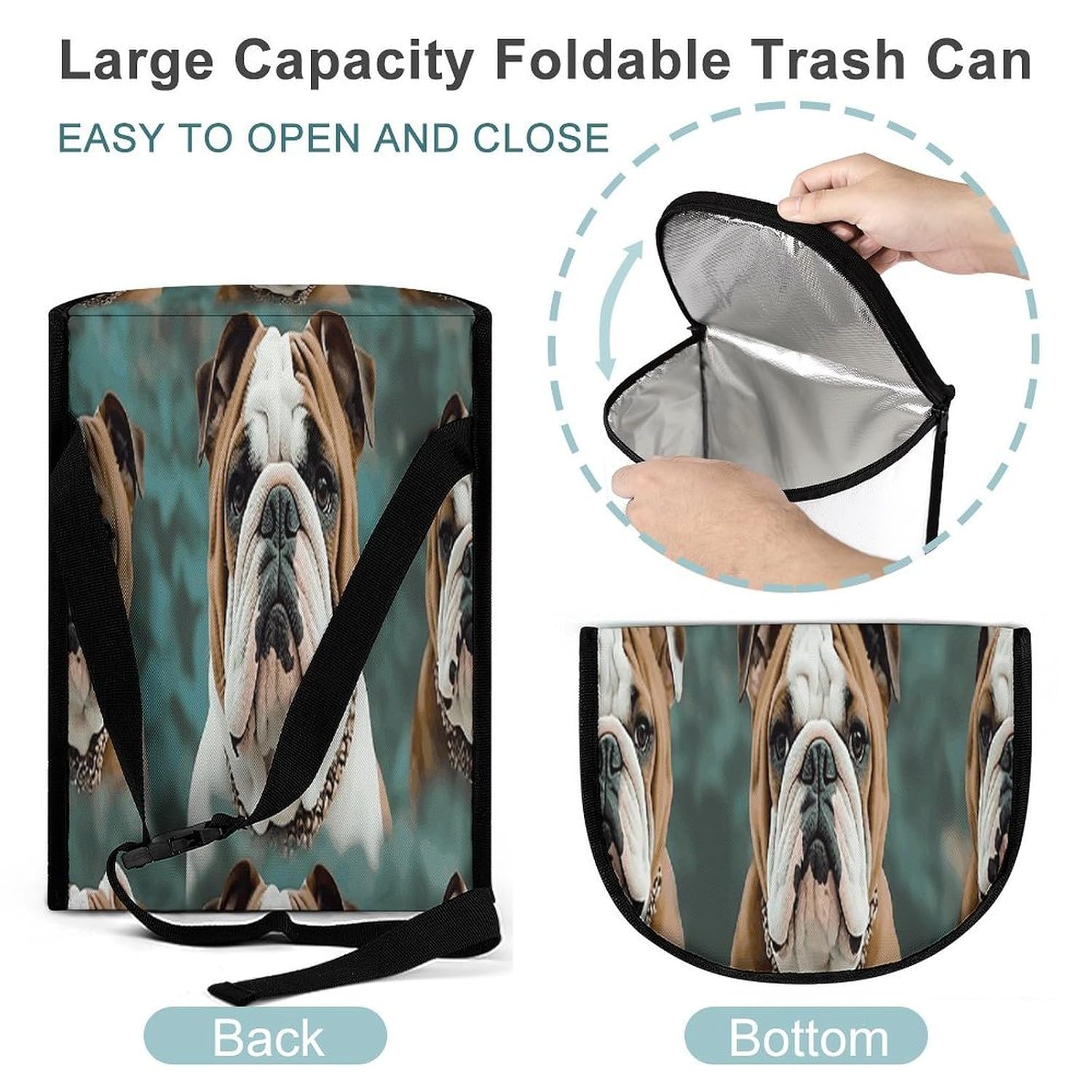 Funny English Bulldog Car Trash Bag Foldable Car Garbage Bag image 5