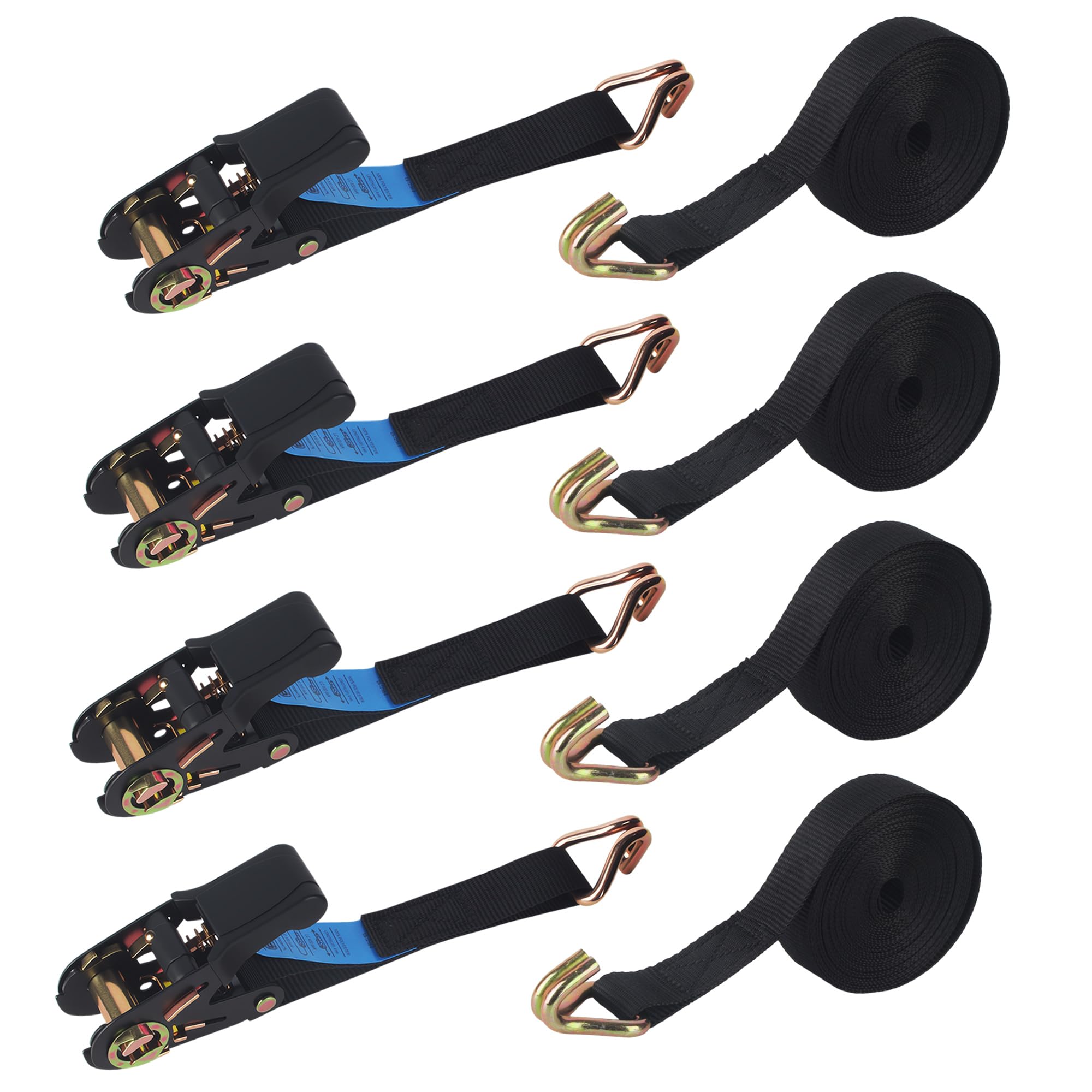 Cinchas de Amarre con Carraca, Correas Tensoras 6m x 25mm, Negro