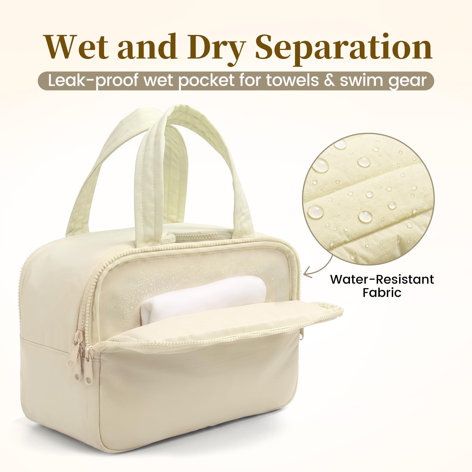 Beauty case da viaggio: grande capacità, 4 scomparti, separazione bagnato/secco, tessuto leggero ultra morbido e design anti-fuoriuscite, per viaggi, palestra, regalo (30 cm di lunghezza