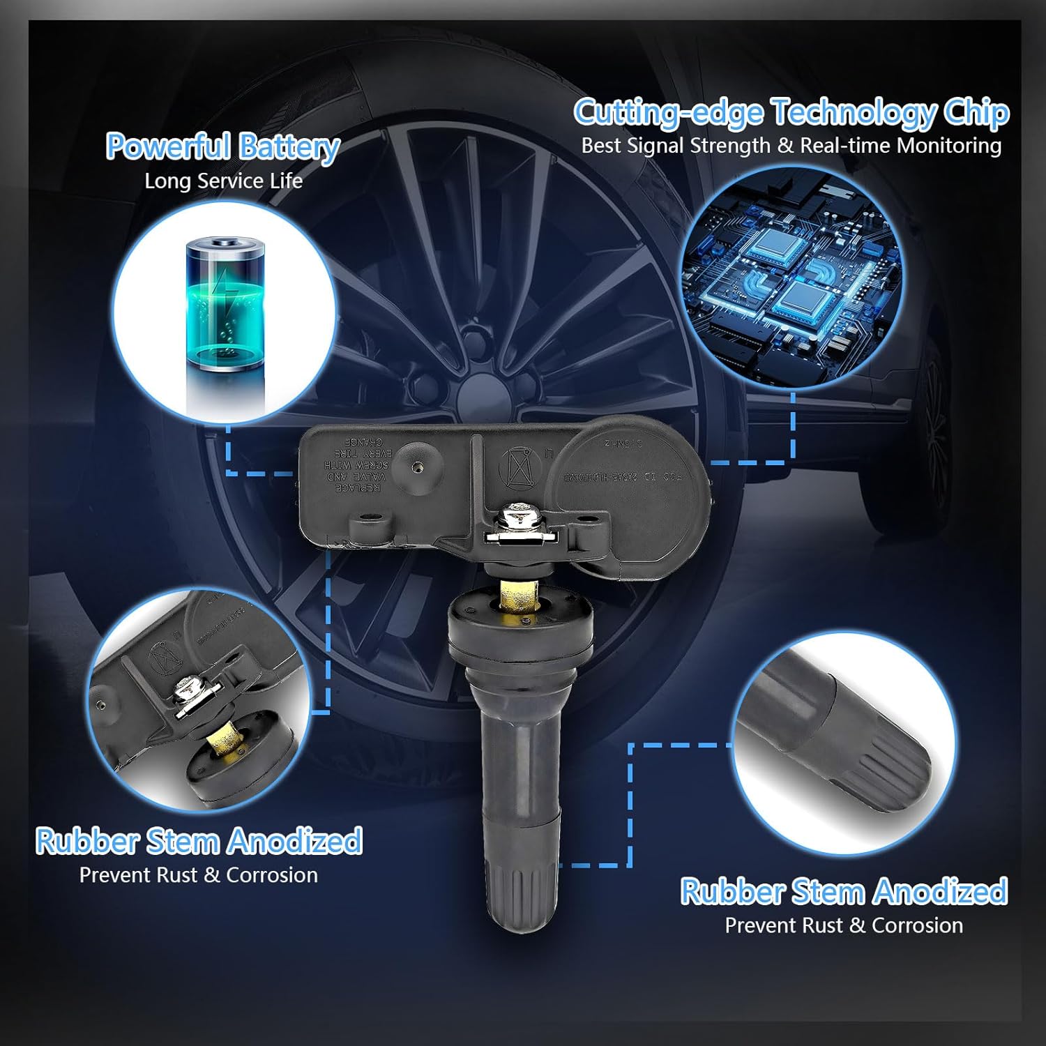 DE8T1A180AA POHILA TPMS Sensor 315MHz Compatible for Ford Lincoln Mercury,4pcs Tire Pressure Monitoring System Sensor Replaces# OE DE8T-1A180-AA 9L3Z-1A189-A