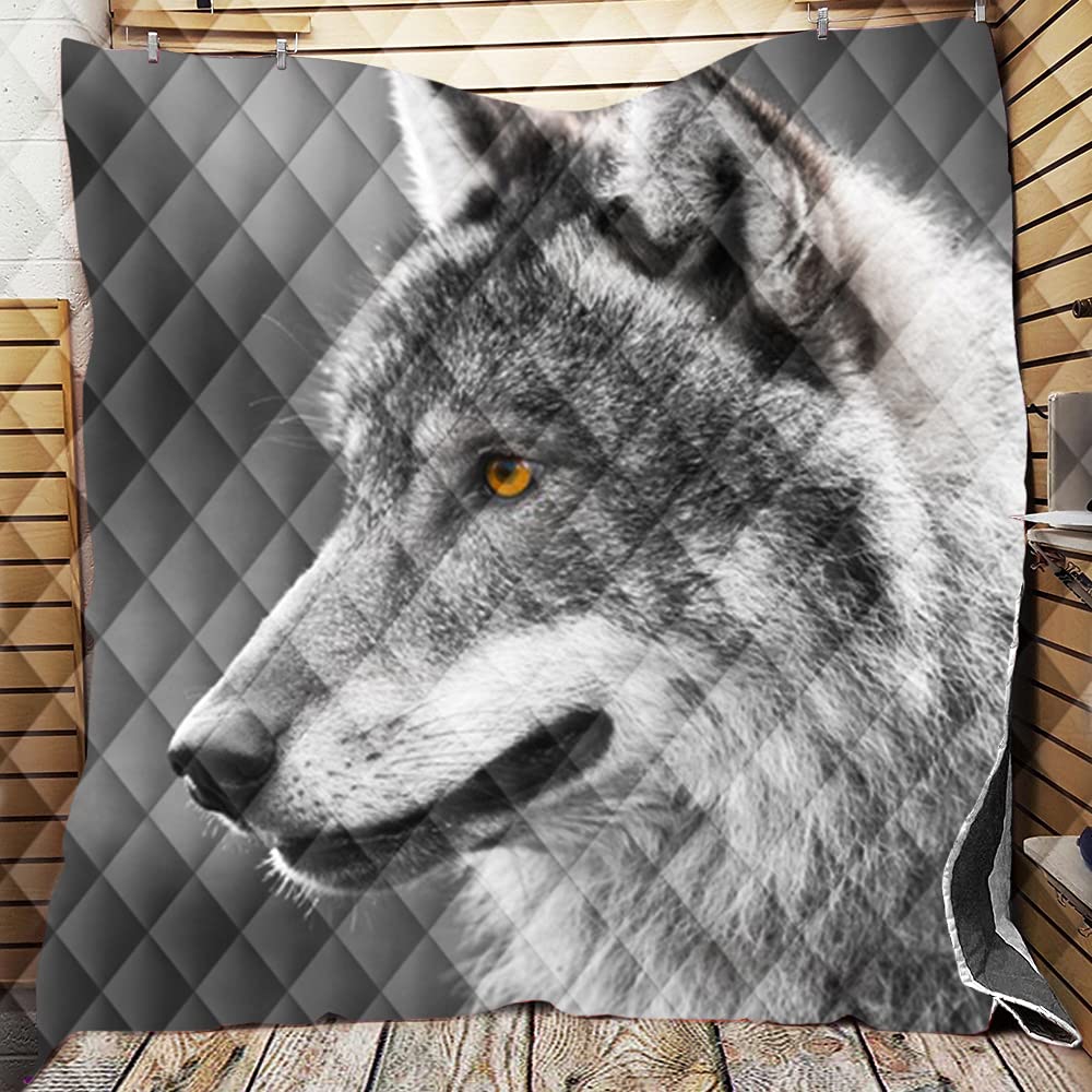 Couvre-lit loup 200x230cm en microfibre douce matelassée Chickw1