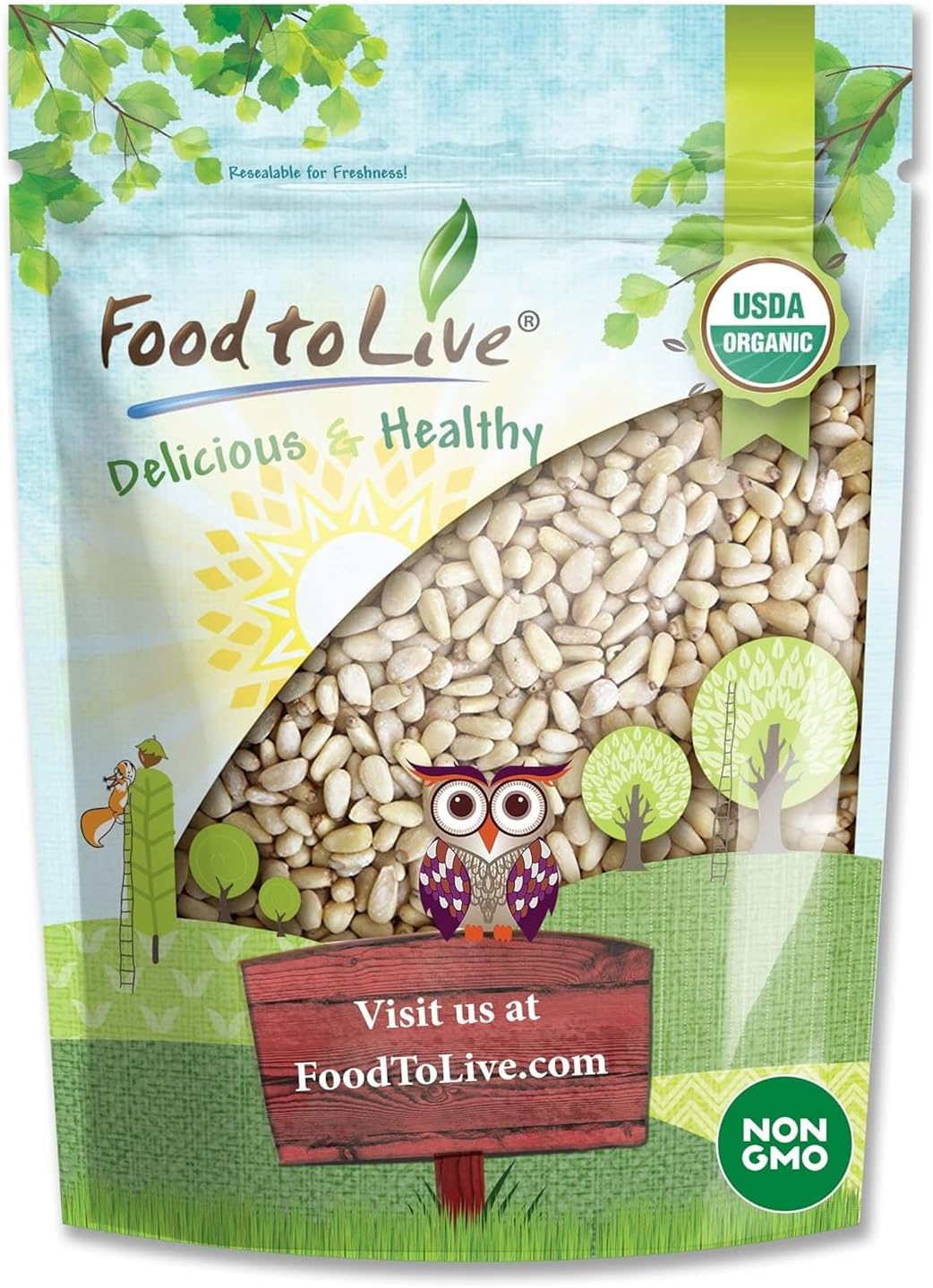 Food to Live Organic Pine Nuts, 8 Ounces – Non-GMO, Whole Raw Pignolias, Unsalted, No Shell, Vegan, Kosher, Bulk Snack. Rich in Vitamin E, Protein. Great for Pesto, Salads, Homemade Desserts