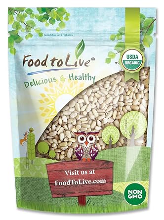 Food to Live Organic Pine Nuts, 8 Ounces Non-GMO, Whole Raw Pignolias, Unsalted, No Shell, Vegan, Kosher, Bulk Snack. Rich in Vitamin E, Protein. Great for Pesto, Salads, Homemade Desserts