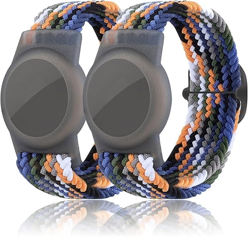 Paquete de 2 pulseras para niños compatibles con AirTag, soporte para rastreador de niños con GPS, pulsera trenzada para Apple AirTag, correa de
