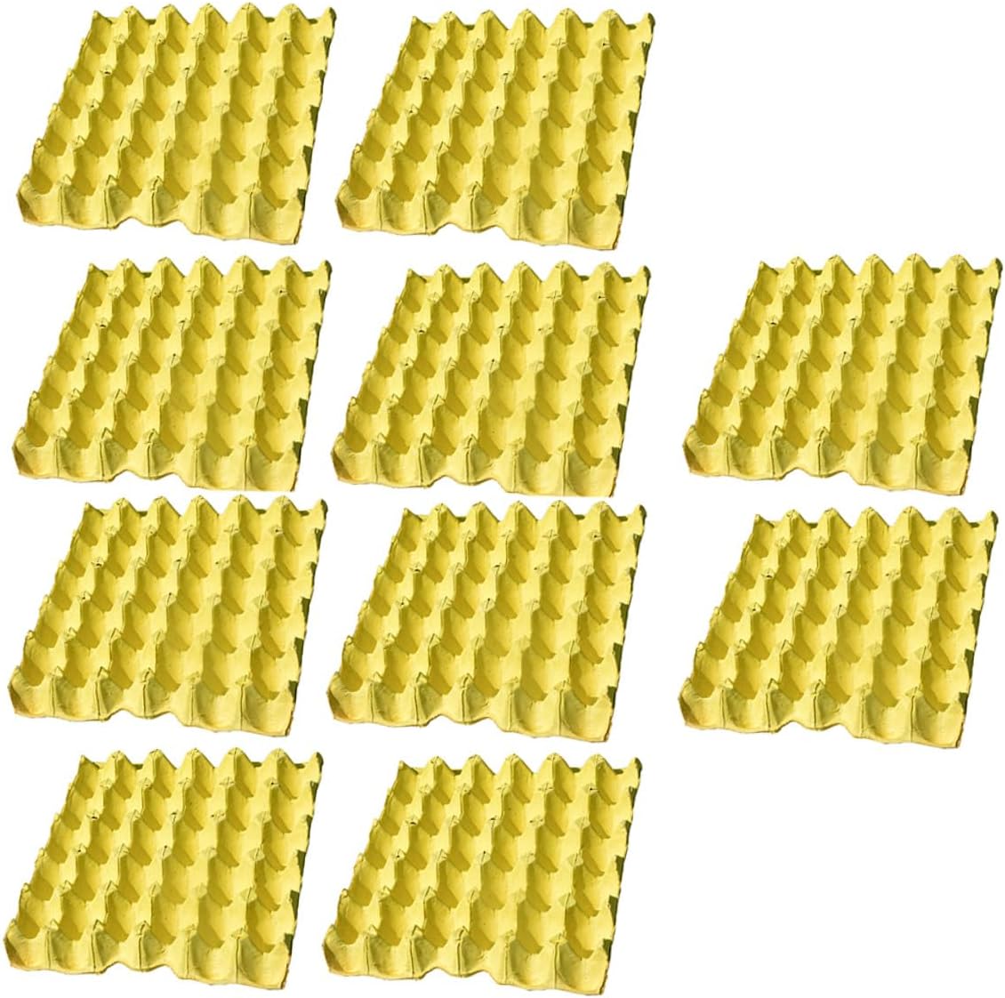 Gatuida 10pcs Yellow Pulp Paper Egg Tray Container for Refrigerator Storage Household Egg Holder Organizer Rack for 30