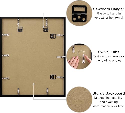 Vista 264 de Vittanly - Juego de 9 portarretratos, plexiglás resistente a rupturas, exhibe fotos de 12 x 12 pulgadas o, con paspartú, de 8 x 8 pulgadas, marcos
