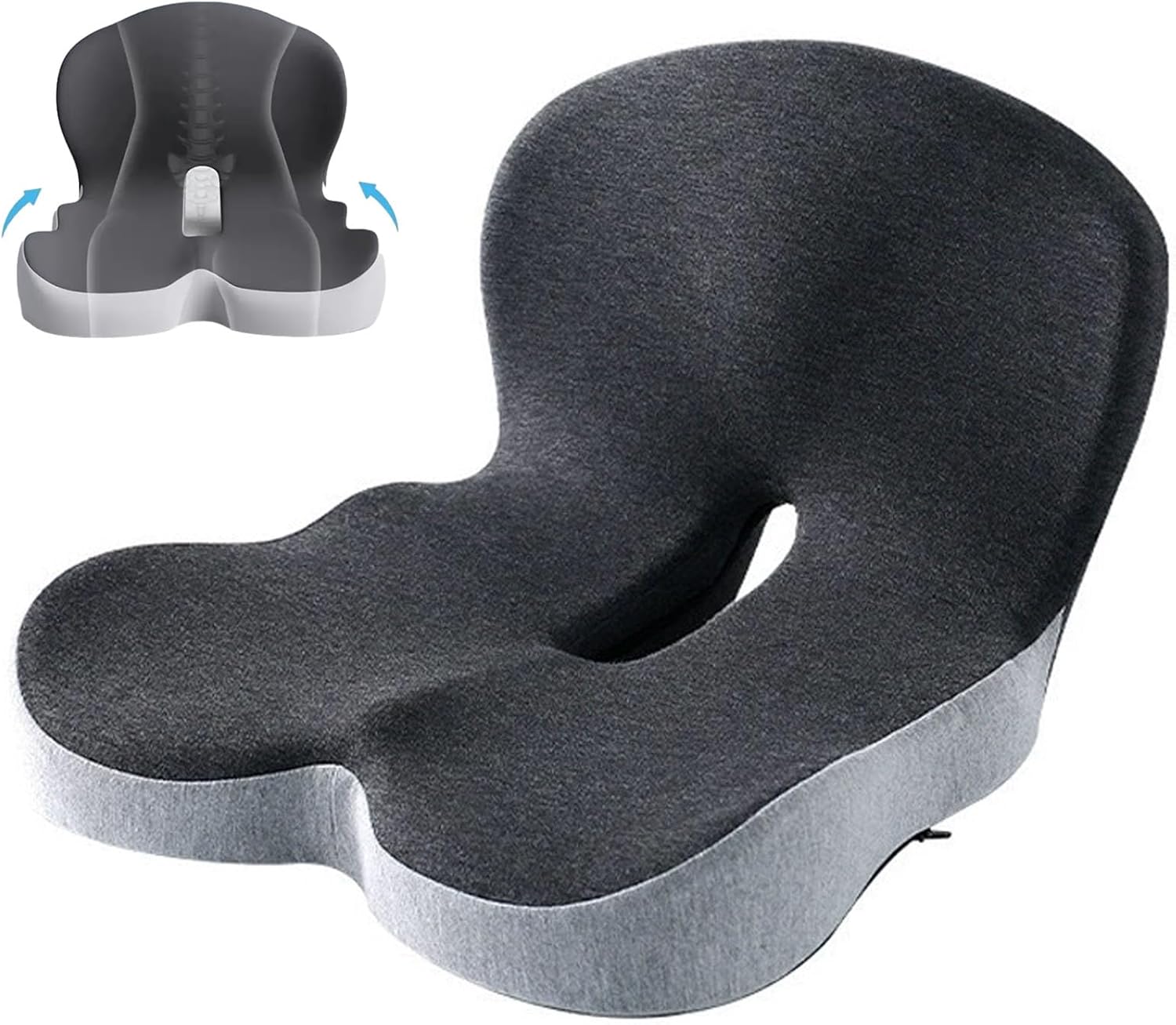 2025 New Back and Seat Cushion Car, Memory Foam L-Shaped Integrated Seat Cushions for Car, Ergonomic Back Support & Sciatica Relief for Long Drives (Mix)