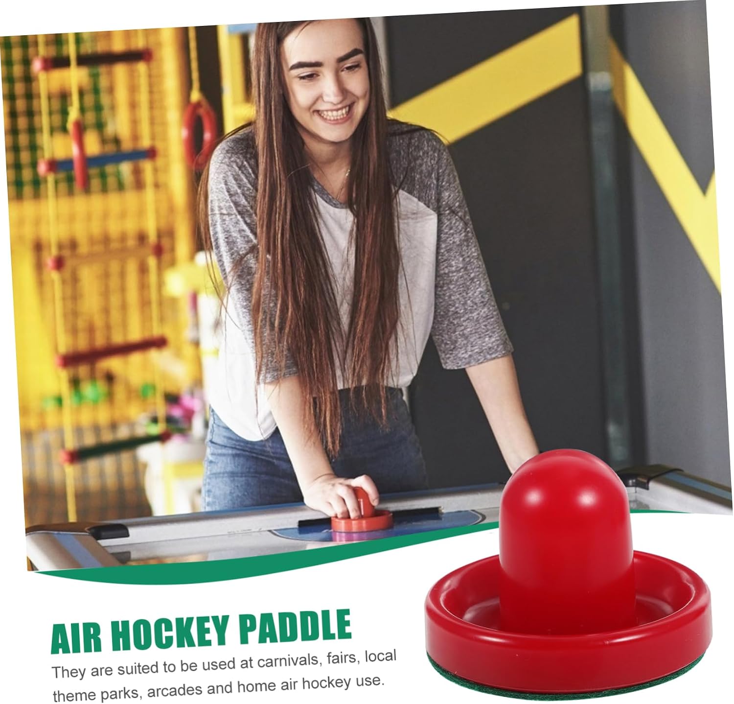 WOONEKY 8pcs Air Hockey Pucks and Paddles Set Red Replacement Handles and Strikers for Game Tables for Air Hockey Equipment and Accessories