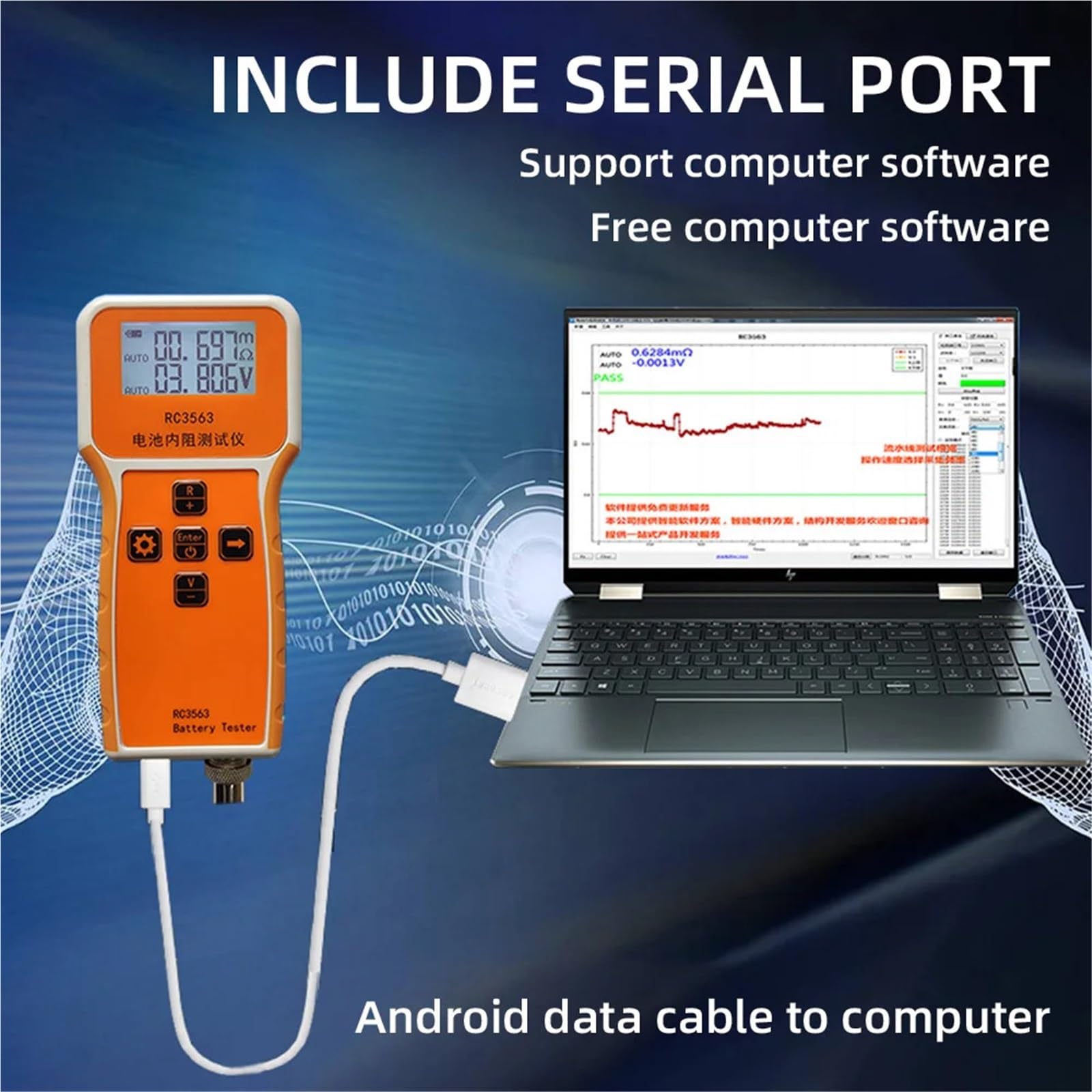 Comprobador de Resistencia Interna de Voltaje de batería RC3563 18650, comprobador de batería de fosfato de Hierro y Litio de tritio de Alta precisión, 4 Cables Verdaderos(TypeD)