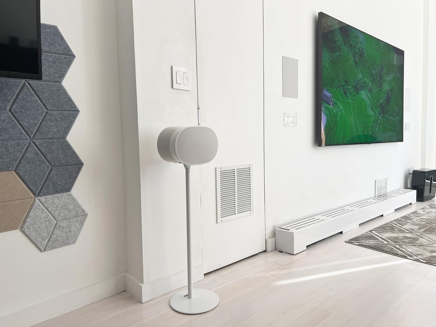 ynVISION.DESIGN Fixed Height Floor Stands Compatible with Sonos Era 100, Era 300 Speakers - Surround Sound Speaker Stands with Built-In Cable Management, Sleek and Secure, 28.2 inches tall, Pair White - Image 5