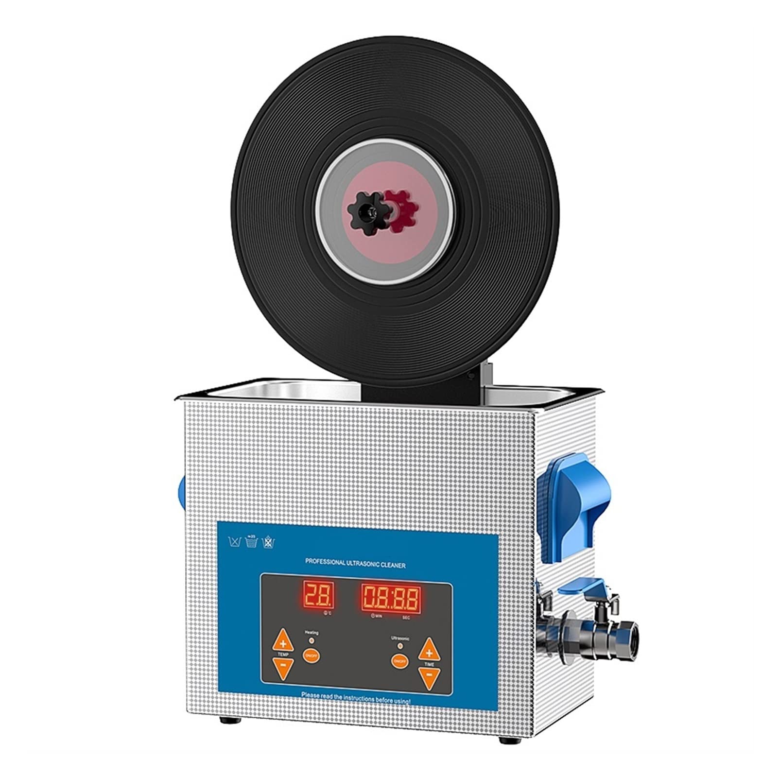 Urządzenie do czyszczenia ultradźwiękowego 6L Ultrasonic Winyl Record Cleaner z wspornikiem do mycia 7-12 cali LP EP Dyski(B6 and VC02)