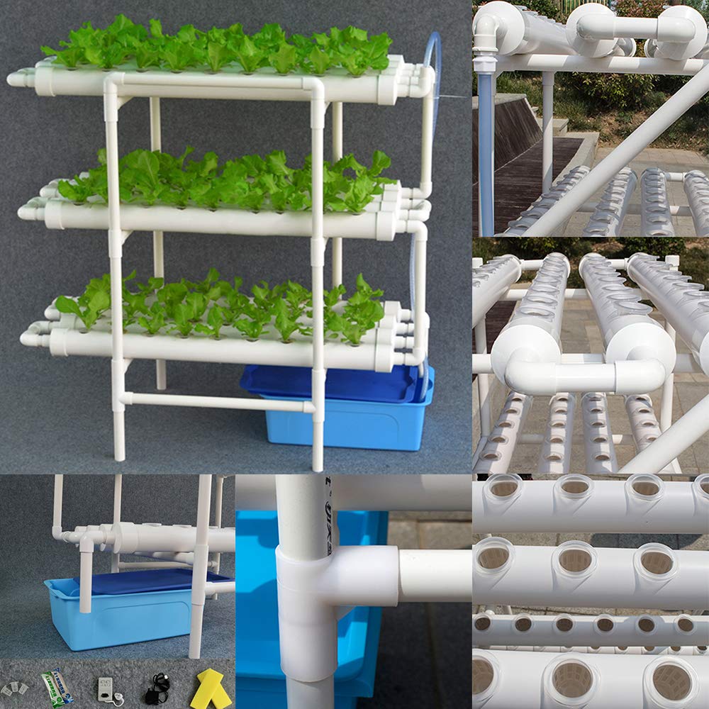 Sistema de cultivo hidropónico | 3 niveles 108 plantas | Respetuoso con el medio ambiente, altos rendimientos, fácil manejo | PVC-U