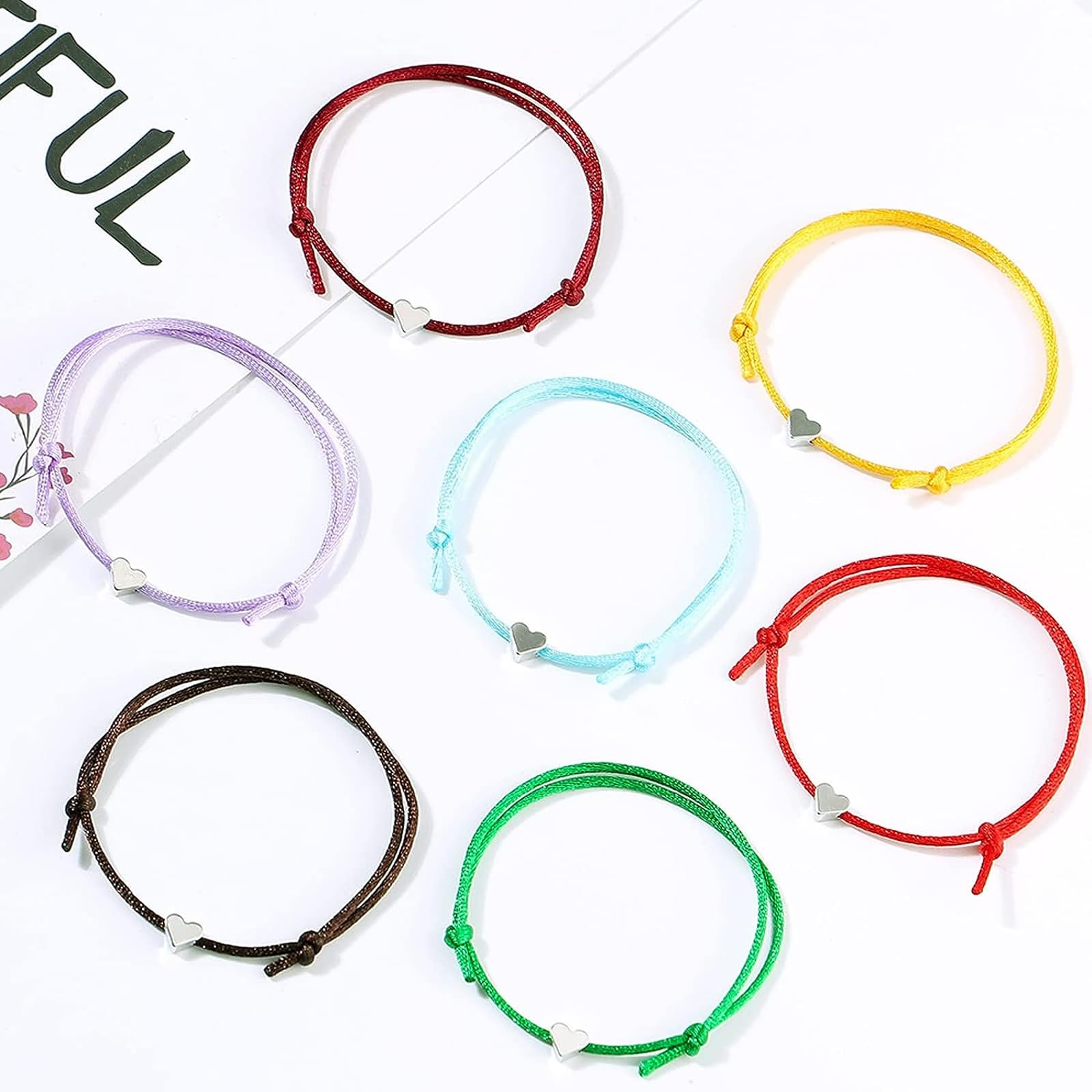 12 Bracciali Dell'Amicizia A Forma Di Cuore, Braccialetti Regolabili Fatti A Mano In Corda Nylon, Set Di Gioielli Unisex Per Coppia, Fidanzati, Amici E Famiglia - 6