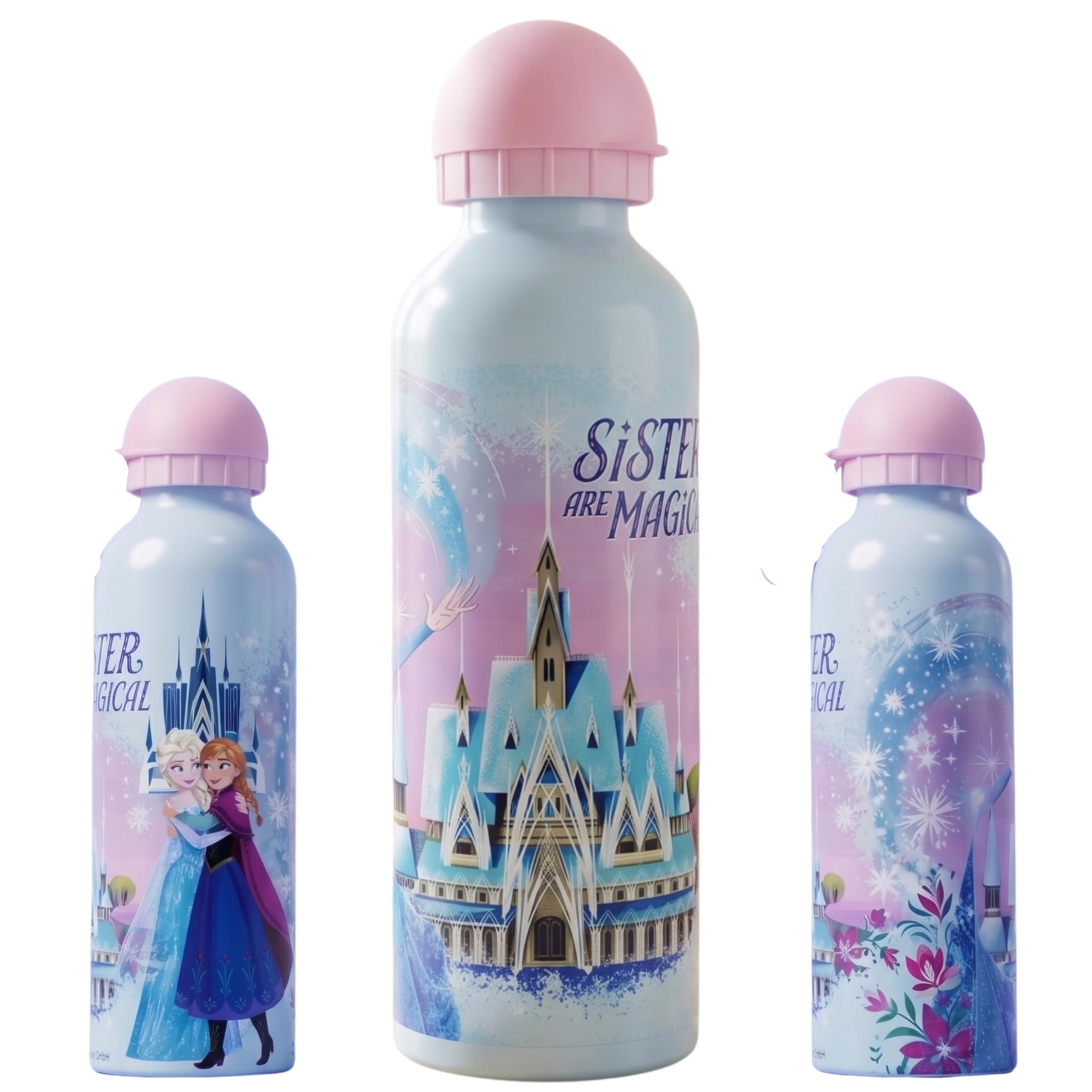 SRV Hub Disney Frozen Light Purple Aluminium Water Bottle 500ml for Girls | Reusable BPA Free Kids Water Bottle with Straw & Flip Top Lid for School and Travel โ image 1