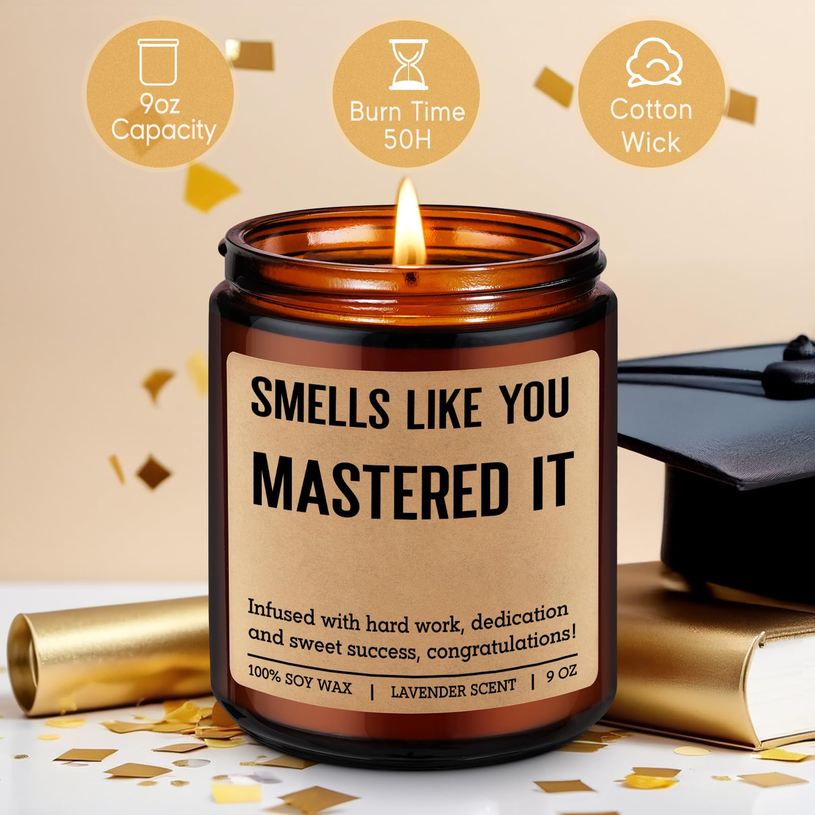 Fairy's Gift Grad Candle, Masters Degree Graduation Gifts for Her Him, 2026 Graduation Gifts for Masters Degree Women Men, Congratulations Presents for MBA Graduates, Congrats Presents for Masterate