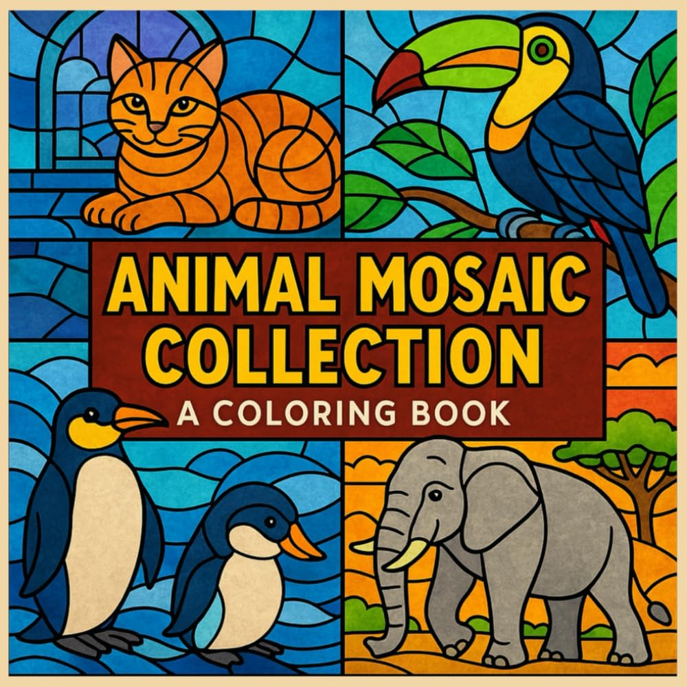 Animal Mosaic Collection: A Coloring Book: Easy-to-Color Wildlife Scenes for All Ages