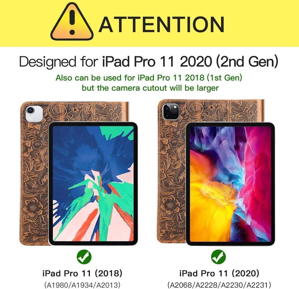 Best Deal Product Gexmil for New iPad Pro 11 Case 2nd Generation 2020&2018, Made from Real Leather Cover Cowhide,Pattern-Brown