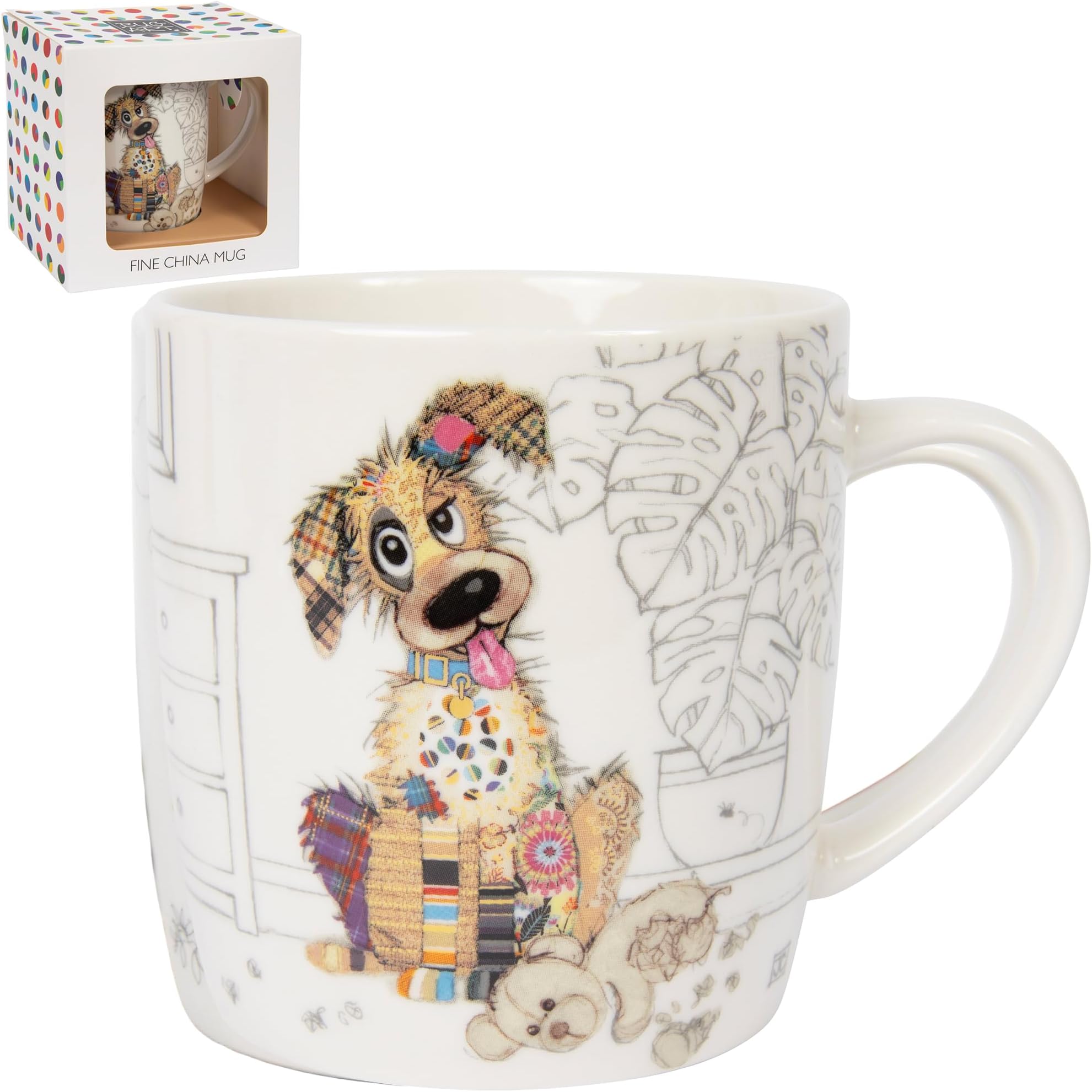 Lesser & Pavey British Designed Barrel Coffee Mug | Ceramic Mugs for Home or Work | Large Mugs for Hot Drinks | Murphy Mutt Tea and Coffee Cups - Bug Art