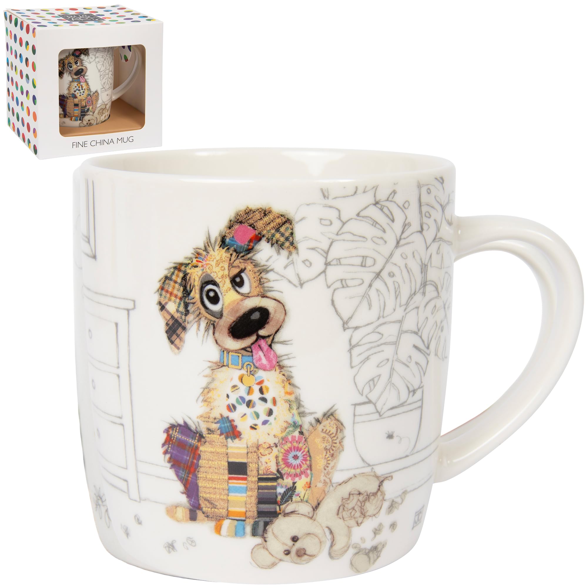 Lesser & Pavey British Designed Barrel Coffee Mug | Ceramic Mugs for Home or Work | Large Mugs for Hot Drinks | Murphy Mutt Tea and Coffee Cups - Bug Art