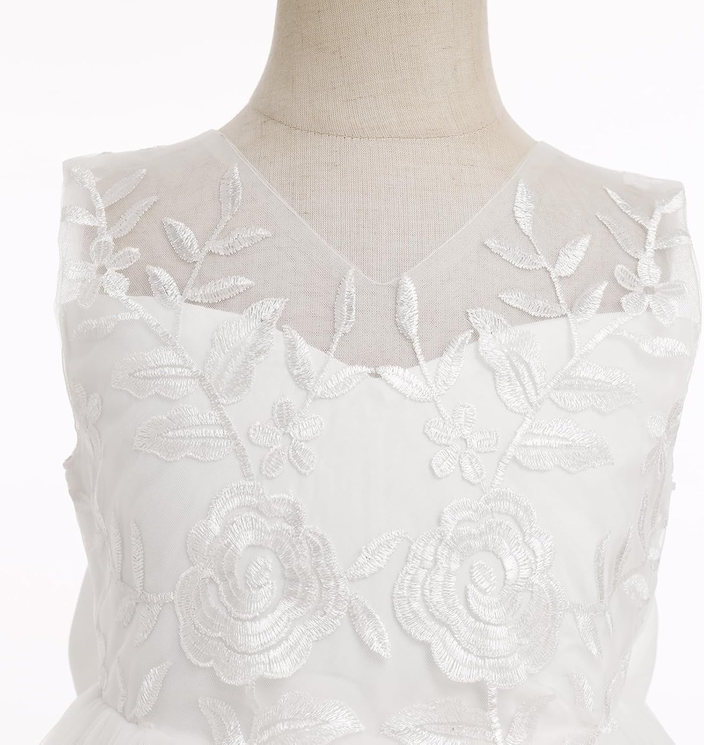 IDOPIP Flower Girl Lace Dress for Kids Wedding Bridesmaid Pageant Party Formal Long Gown Princess Communion Tulle Bow Dresses - Image 2