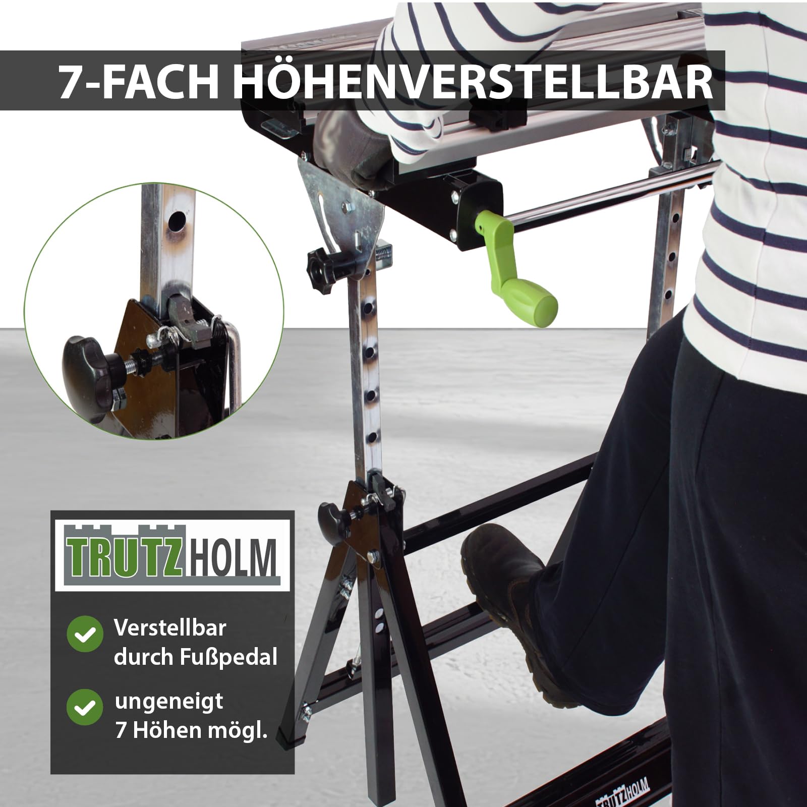 2 x TRUTZHOLM Werkbank klappbar höhenverstellbar – Premium Multifunktionswerkbank aus Alu/Stahl, 7-Fach verstellbar, 100 kg Tragkraft, mobiler Arbeitstisch für Werkstatt & Hobby