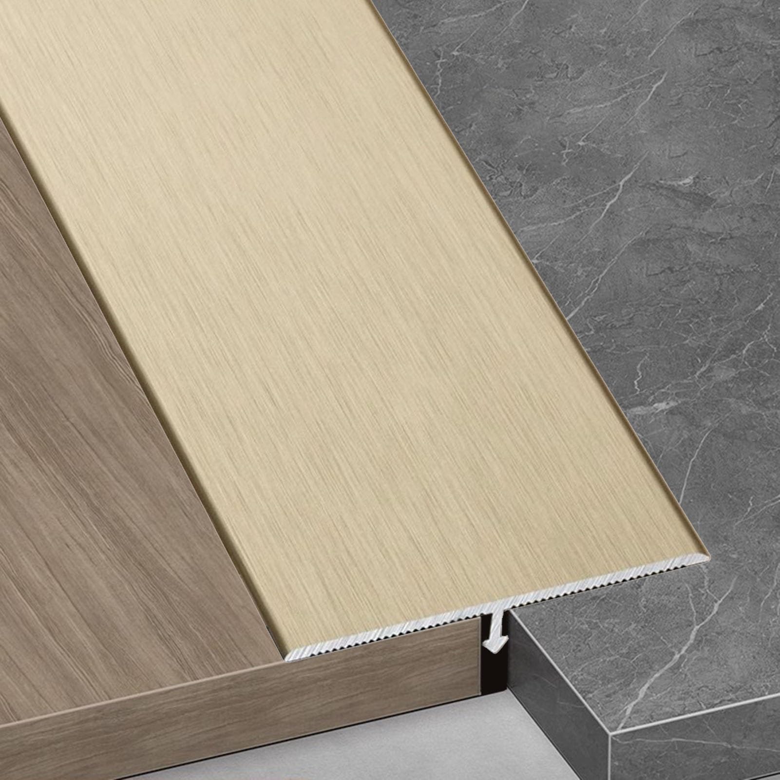 Vibeo übergangsprofil Matt T-förmige Bodenübergangsleiste Holz zu Fliesen 3er-Set Schwellenleiste Zierleiste Aluminiumlegierung Bodenfugenabdeckung für Türöffnungen(Brushed Bronze,W 40mm(1 5/8"))